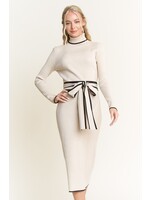 In the Beginning Beige Ribbed-Knit Midi Dress - D10485Y