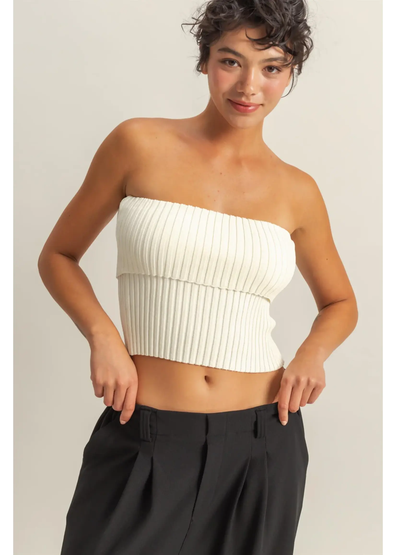 HYFVE Ribbed Strapless Foldover Top - DZ25C059