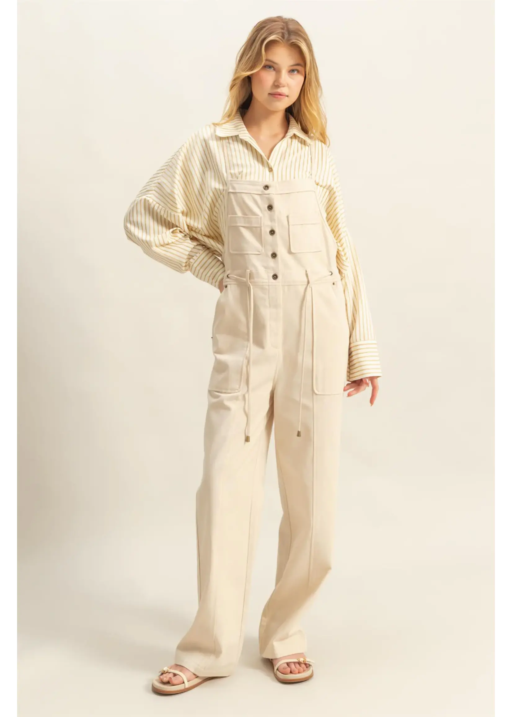 HYFVE Front Button Washed Twill Overall - HF24E170