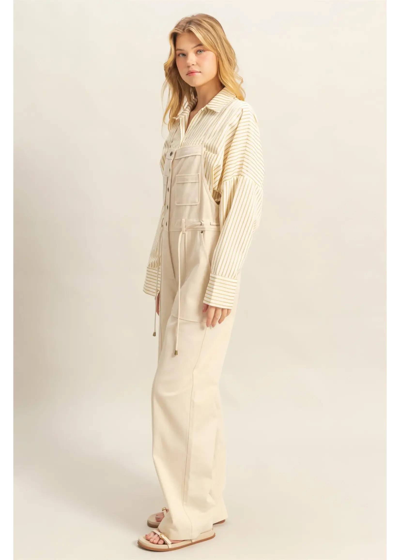 HYFVE Front Button Washed Twill Overall - HF24E170