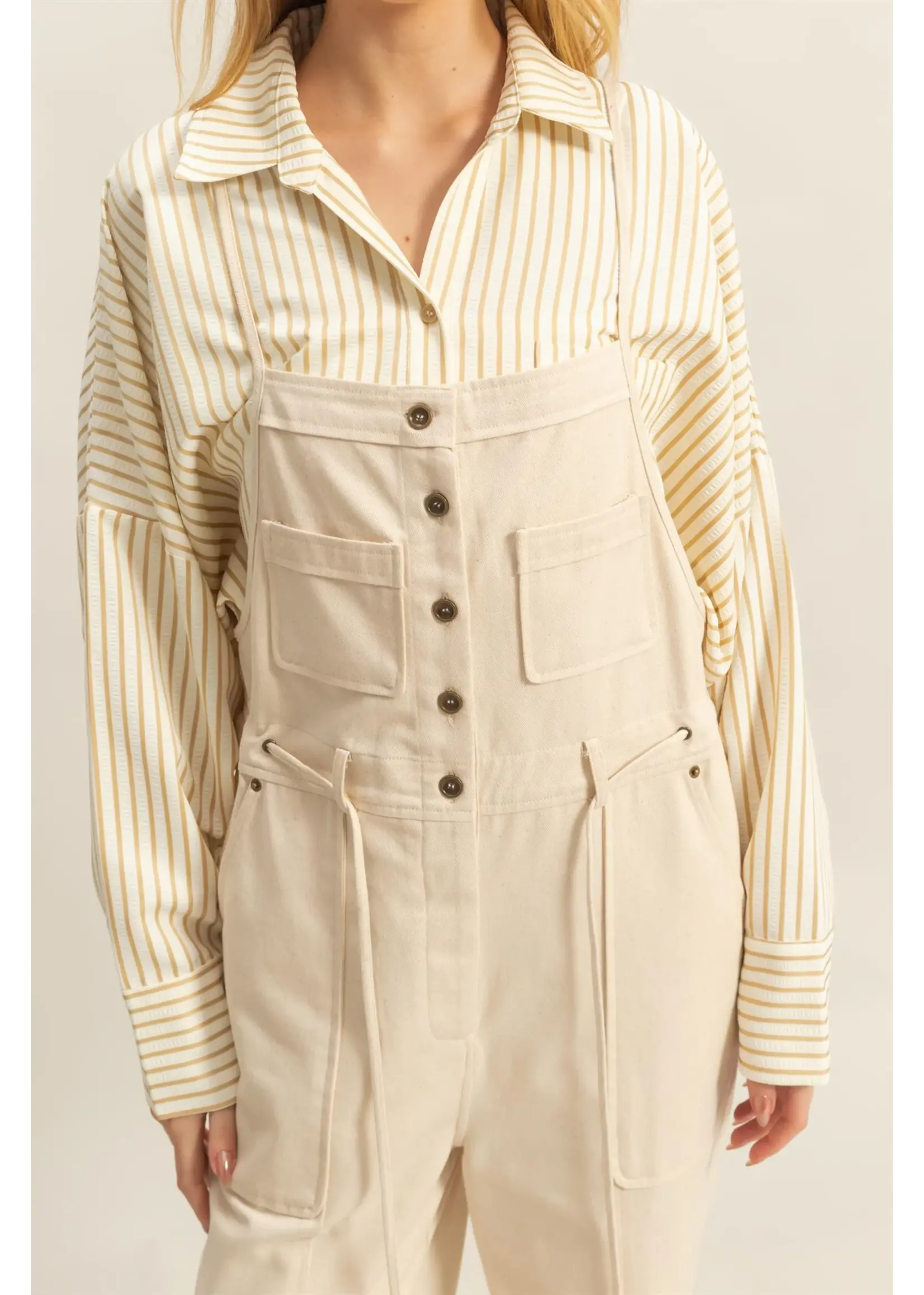HYFVE Front Button Washed Twill Overall - HF24E170