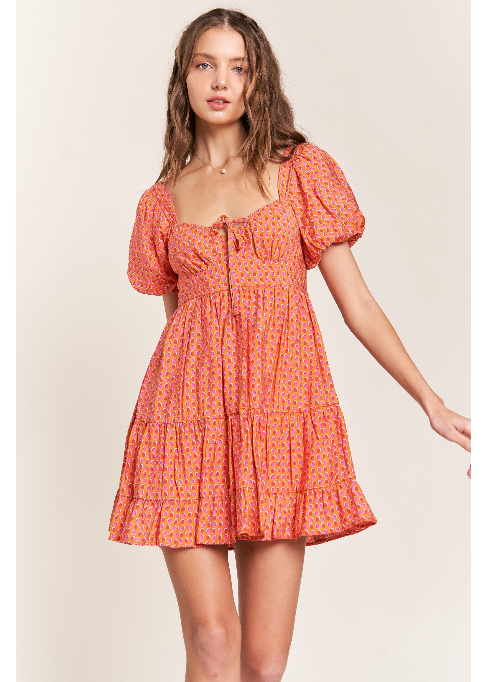 In the Beginning Cap Sleeve Dress with Key Hole Back Tie - D10421Y