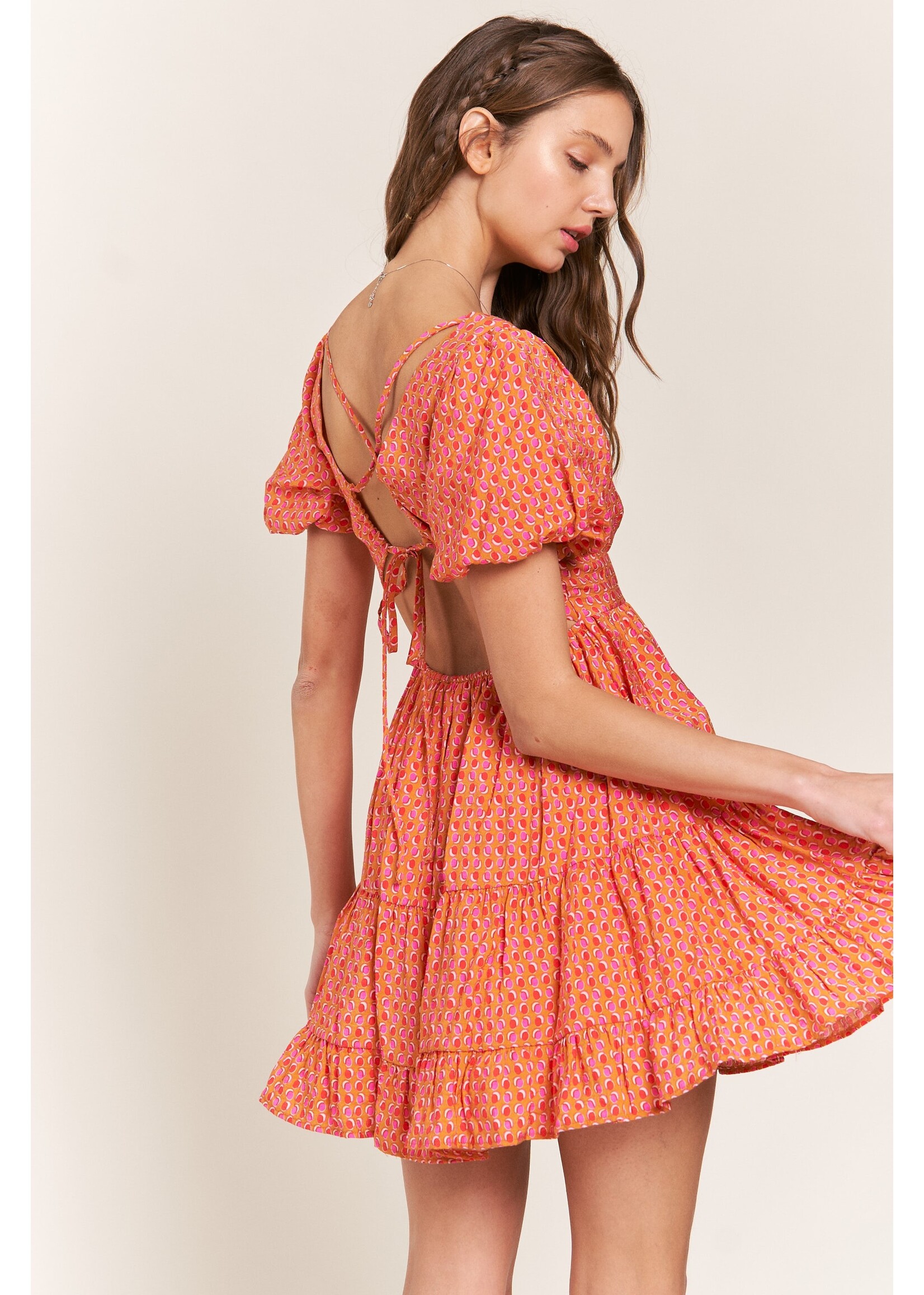 In the Beginning Cap Sleeve Dress with Key Hole Back Tie - D10421Y