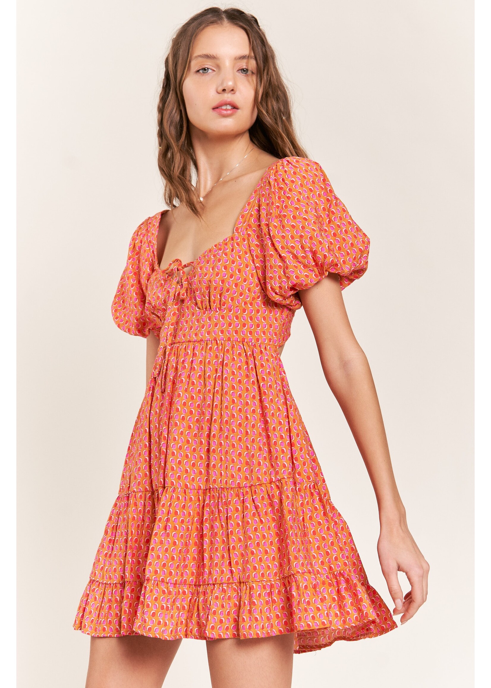 In the Beginning Cap Sleeve Dress with Key Hole Back Tie - D10421Y