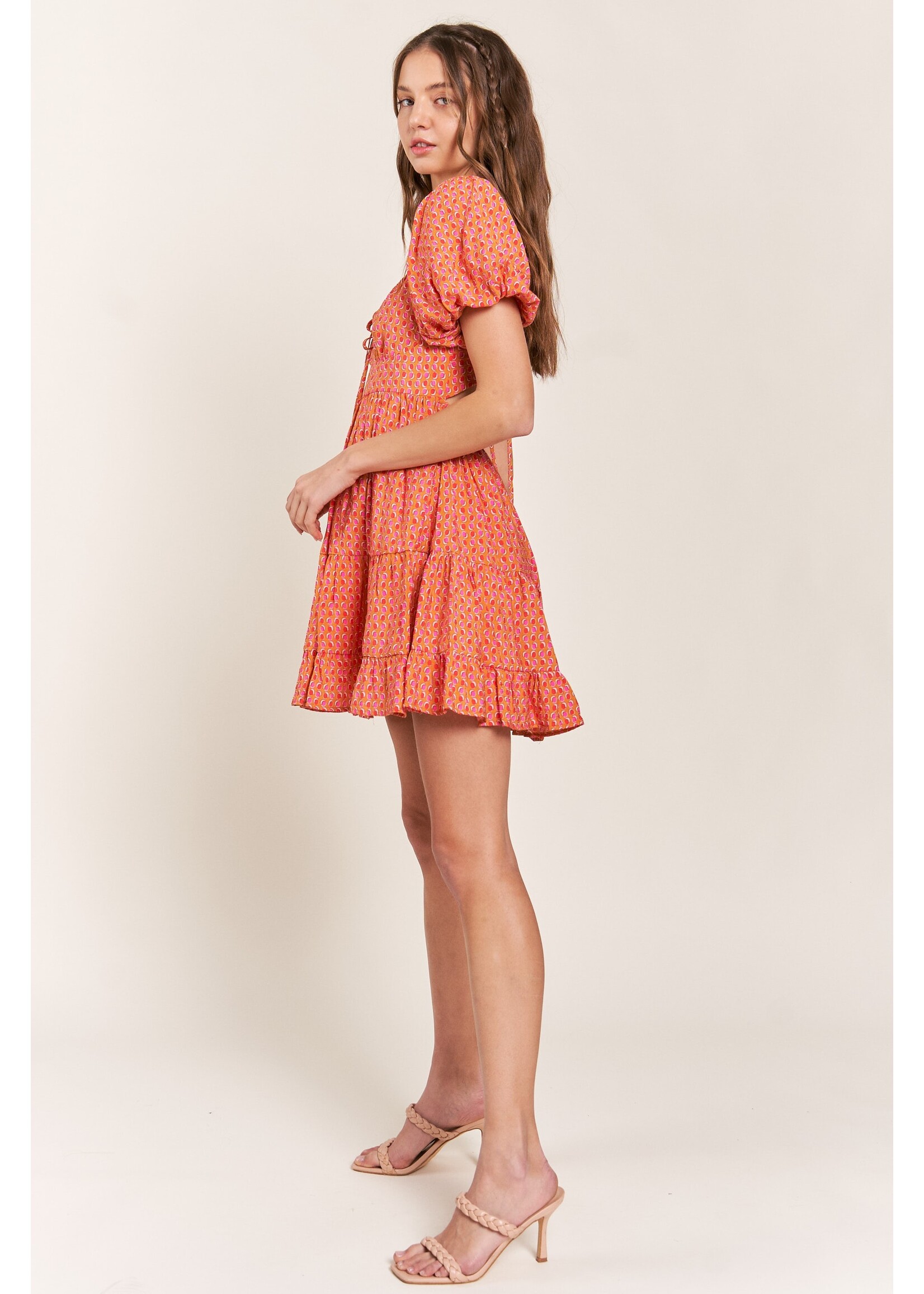 In the Beginning Cap Sleeve Dress with Key Hole Back Tie - D10421Y