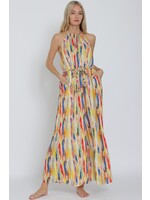 Aakaa Halter Backless Braid Belted Jumpsuit -RA92975Y
