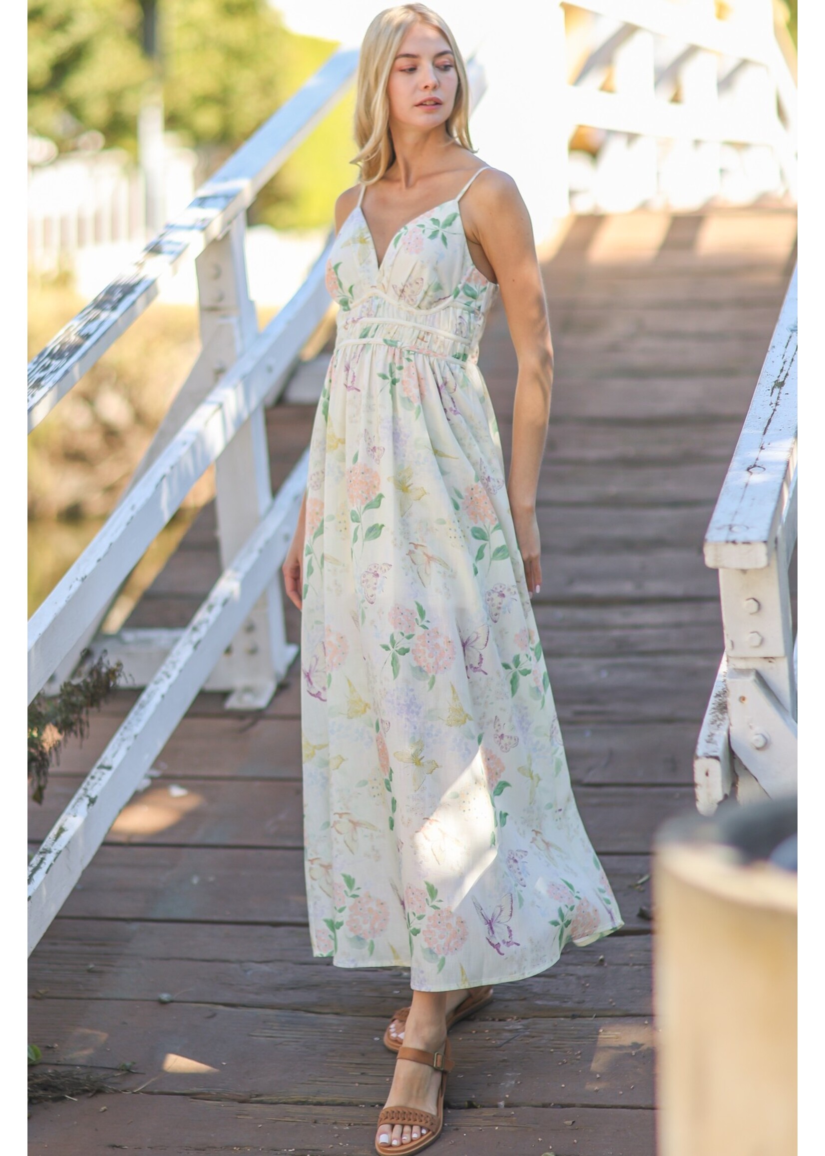 Aakaa Thin Adjustable Strap Elastic Waisted Maxi Dress - DA31642