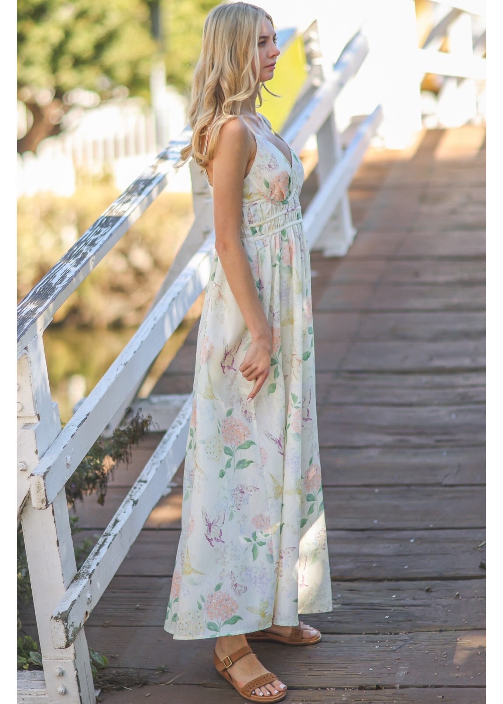 Aakaa Thin Adjustable Strap Elastic Waisted Maxi Dress - DA31642