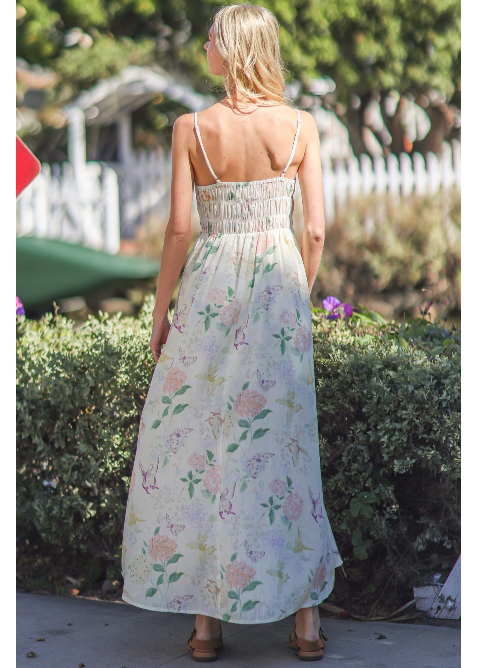 Aakaa Thin Adjustable Strap Elastic Waisted Maxi Dress - DA31642