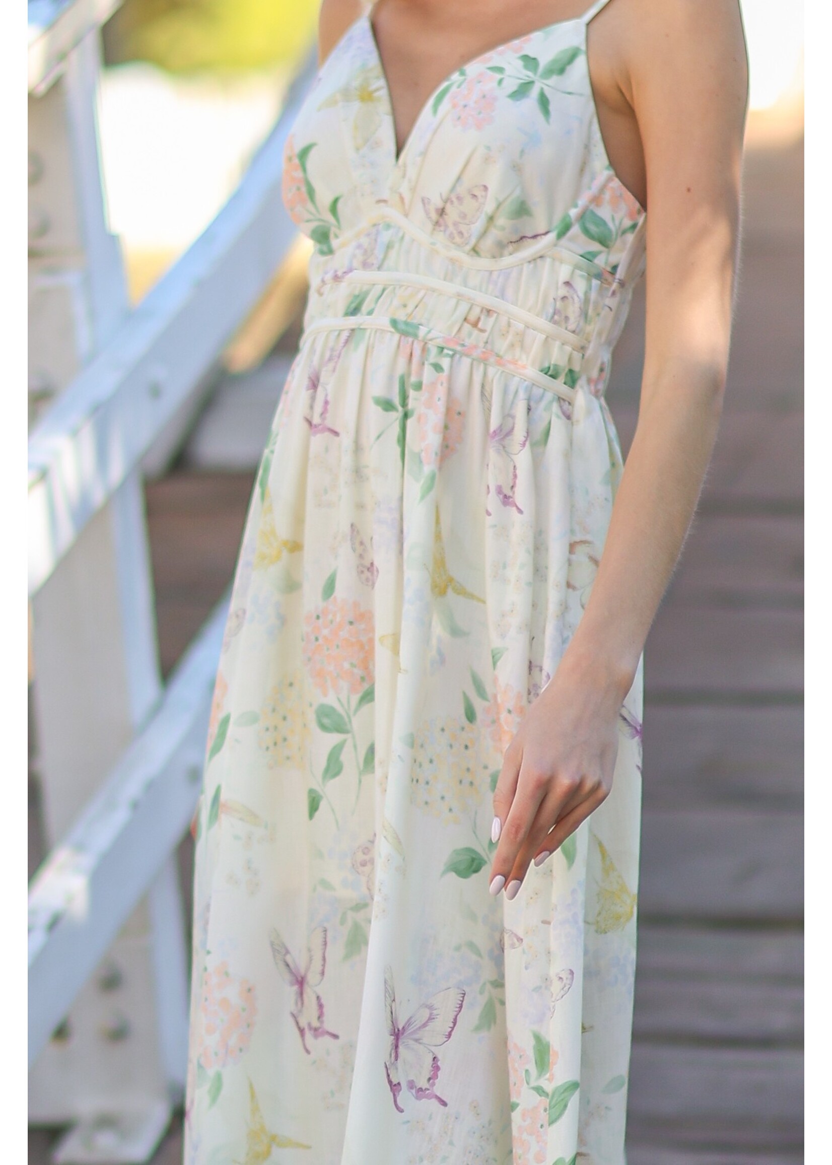 Aakaa Thin Adjustable Strap Elastic Waisted Maxi Dress - DA31642