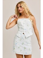 Le Lis Button Front Spaghetti Top with Mini Skirt - STS2827