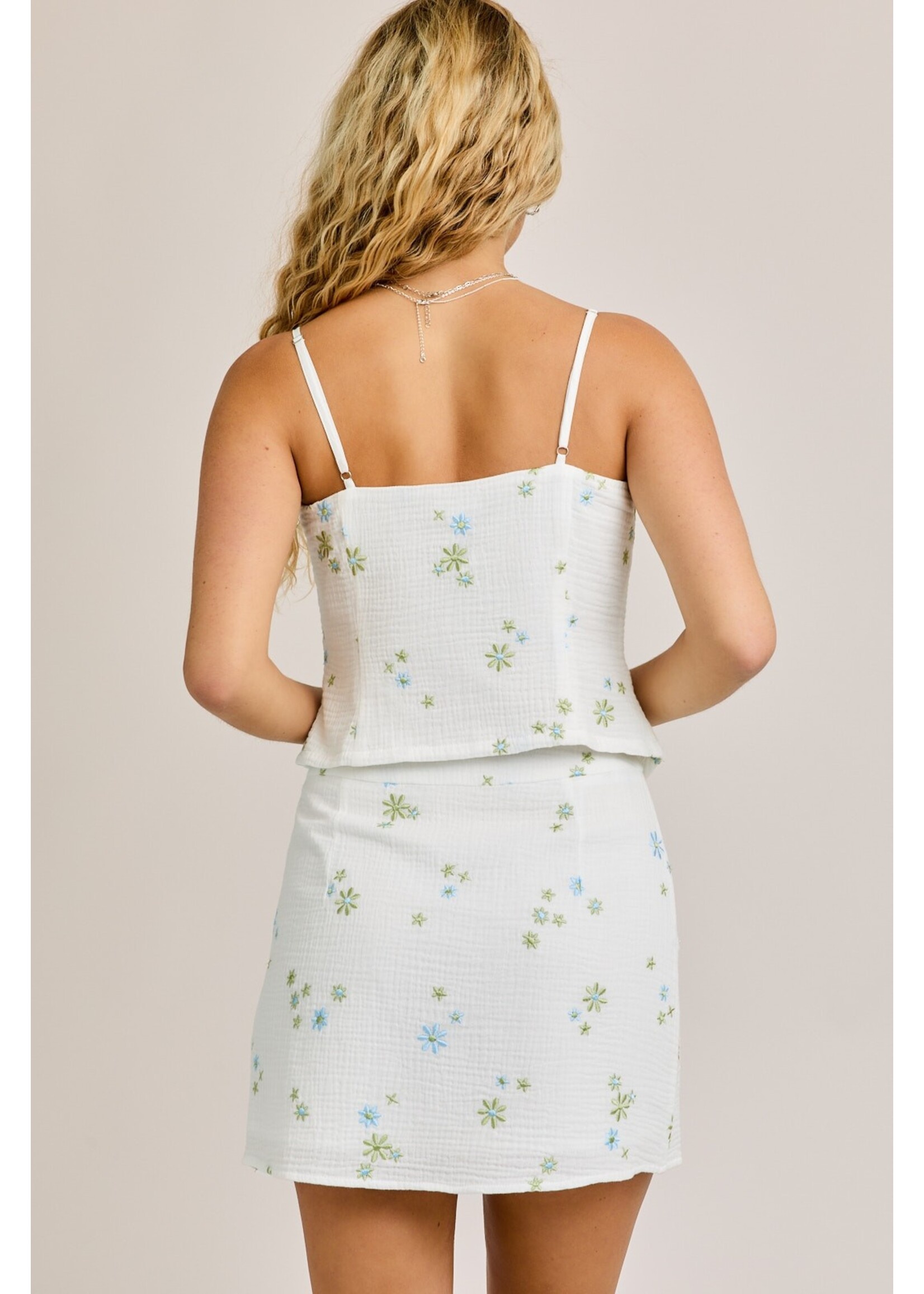 Le Lis Button Front Spaghetti Top with Mini Skirt - STS2827