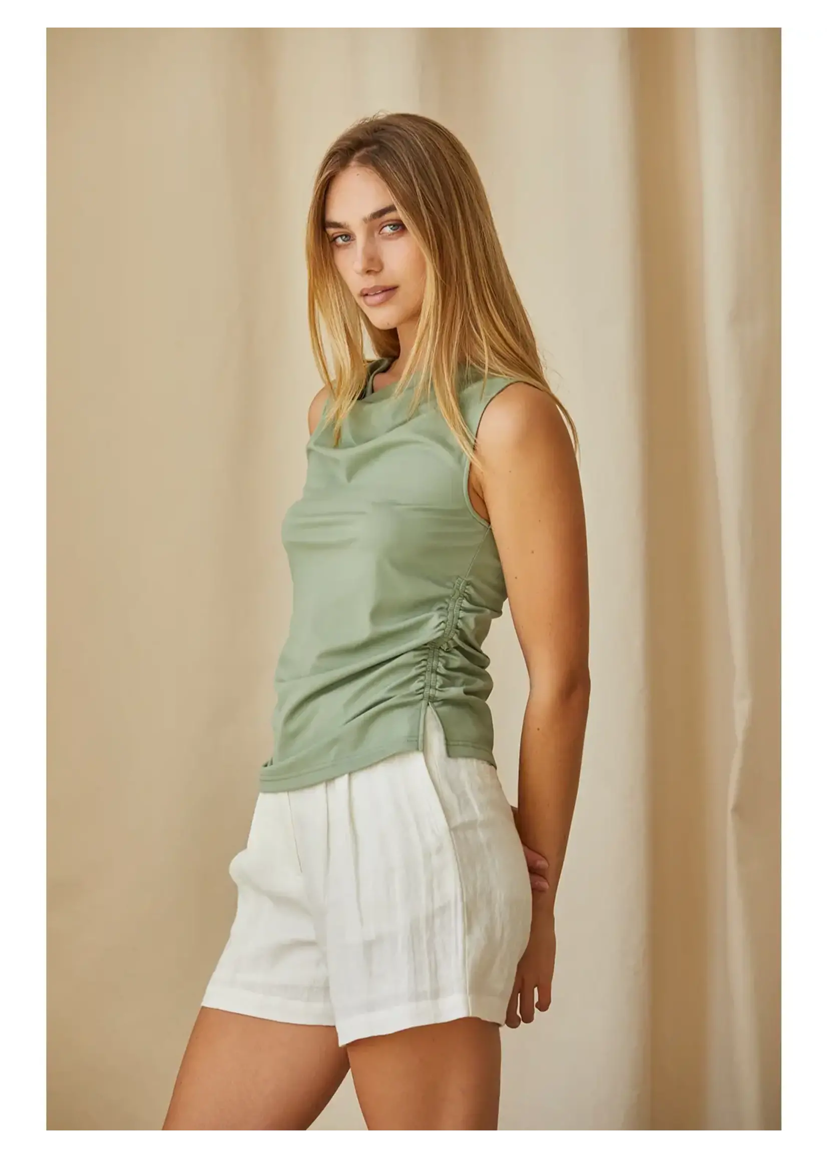 Crescent Clem Shirred Knit Top - CT9353