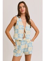 Le Lis Sleeveless V-Neck Crochet Open Top & Short - ITP5311