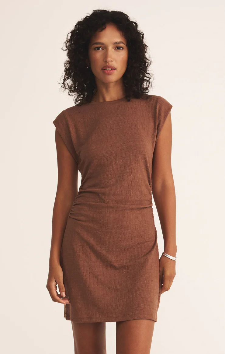 ★Since Then★ Slim Cotton Mini Dress Brown Slim Cotton Mini Dress Brown – Sleek & Minimal Style