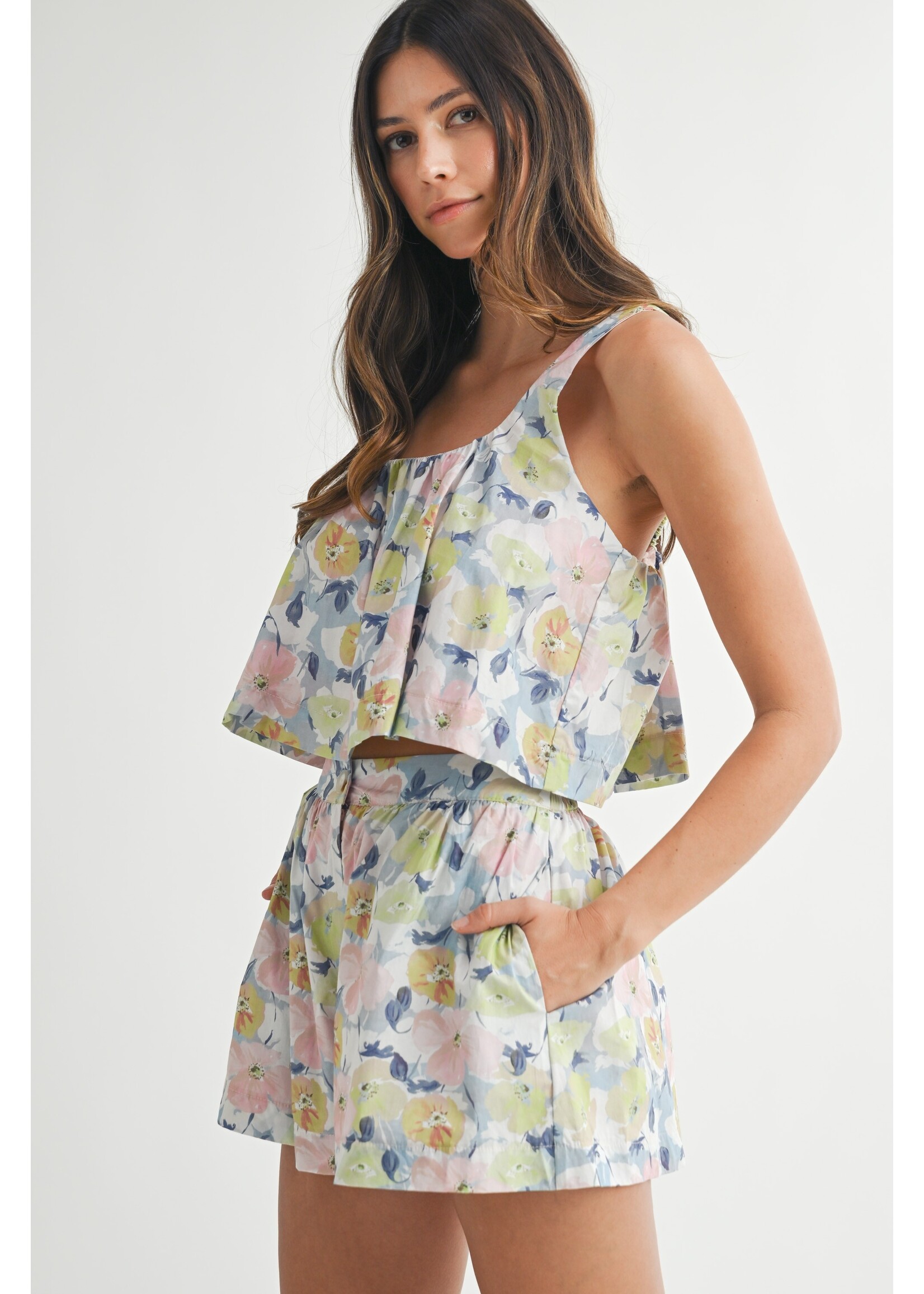 Mable Printed Tank Crop Top and Short SET - MST8363