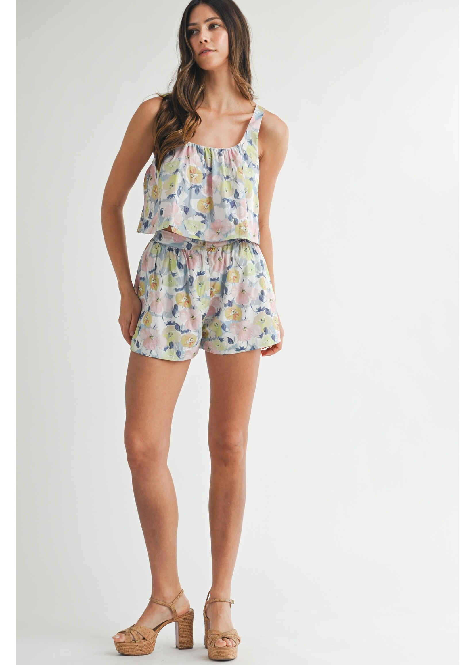Mable Printed Tank Crop Top and Short SET - MST8363