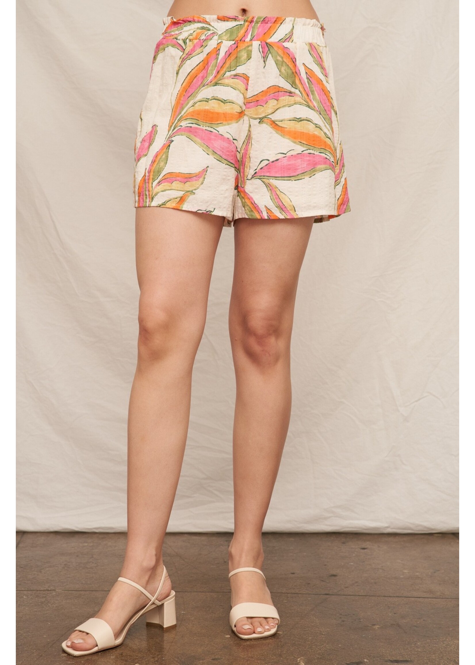 En Creme Printed Elastic Waistband Shorts - ENM71838LK