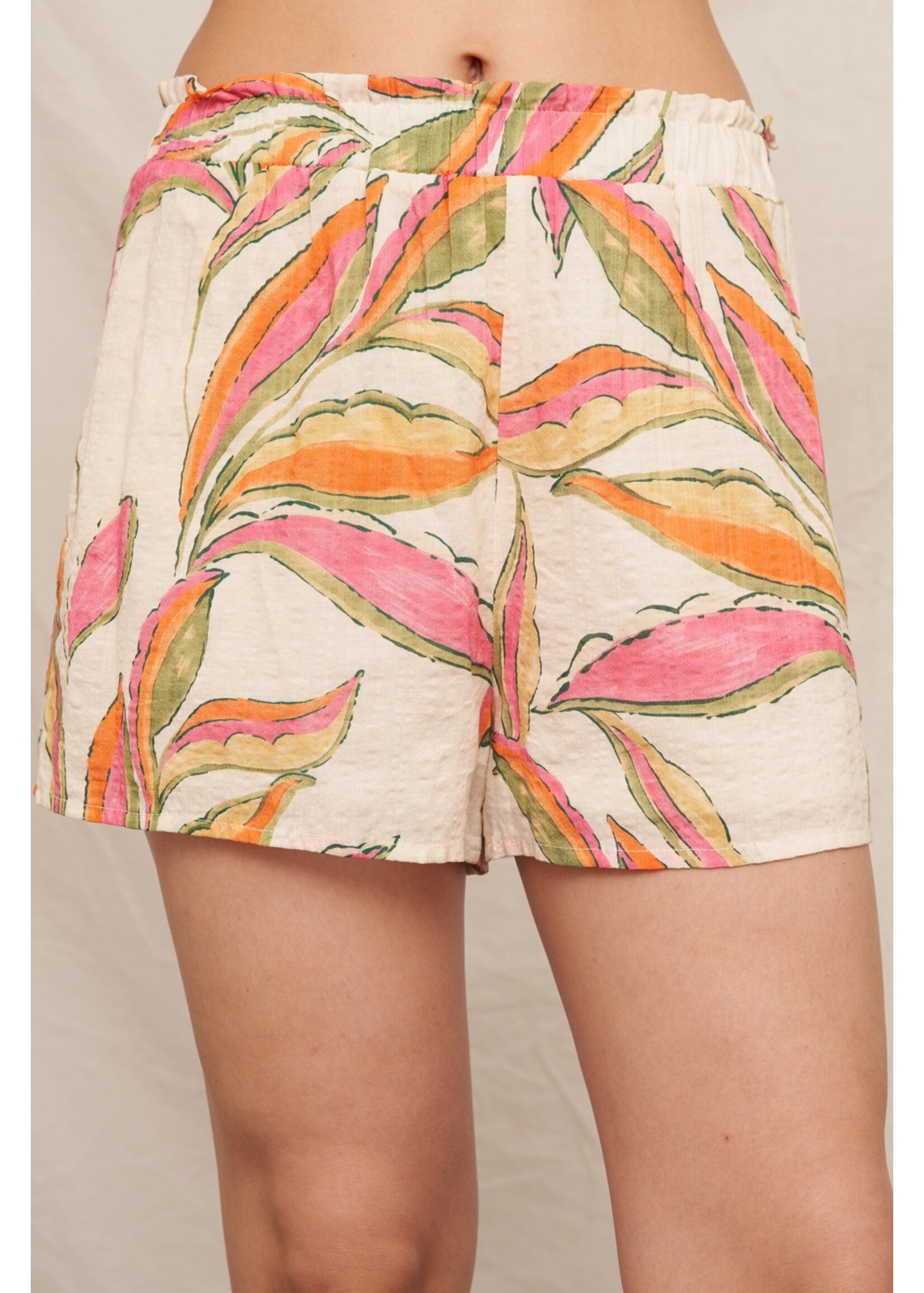 En Creme Printed Elastic Waistband Shorts - ENM71838LK