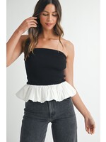 Mable Mixed Bubble Peplum Sweater Tube - MT2093