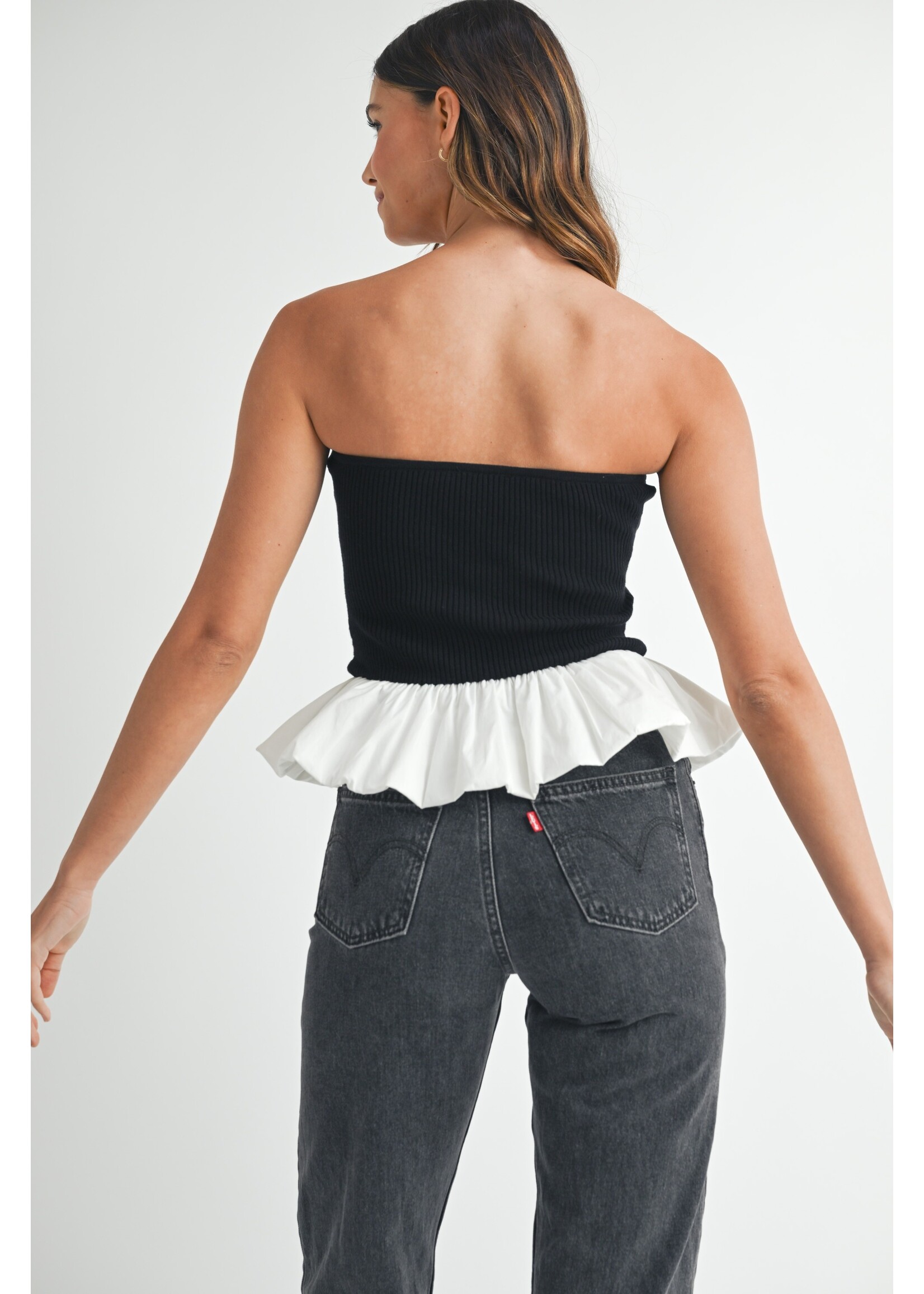 Mable Mixed Bubble Peplum Sweater Tube - MT2093