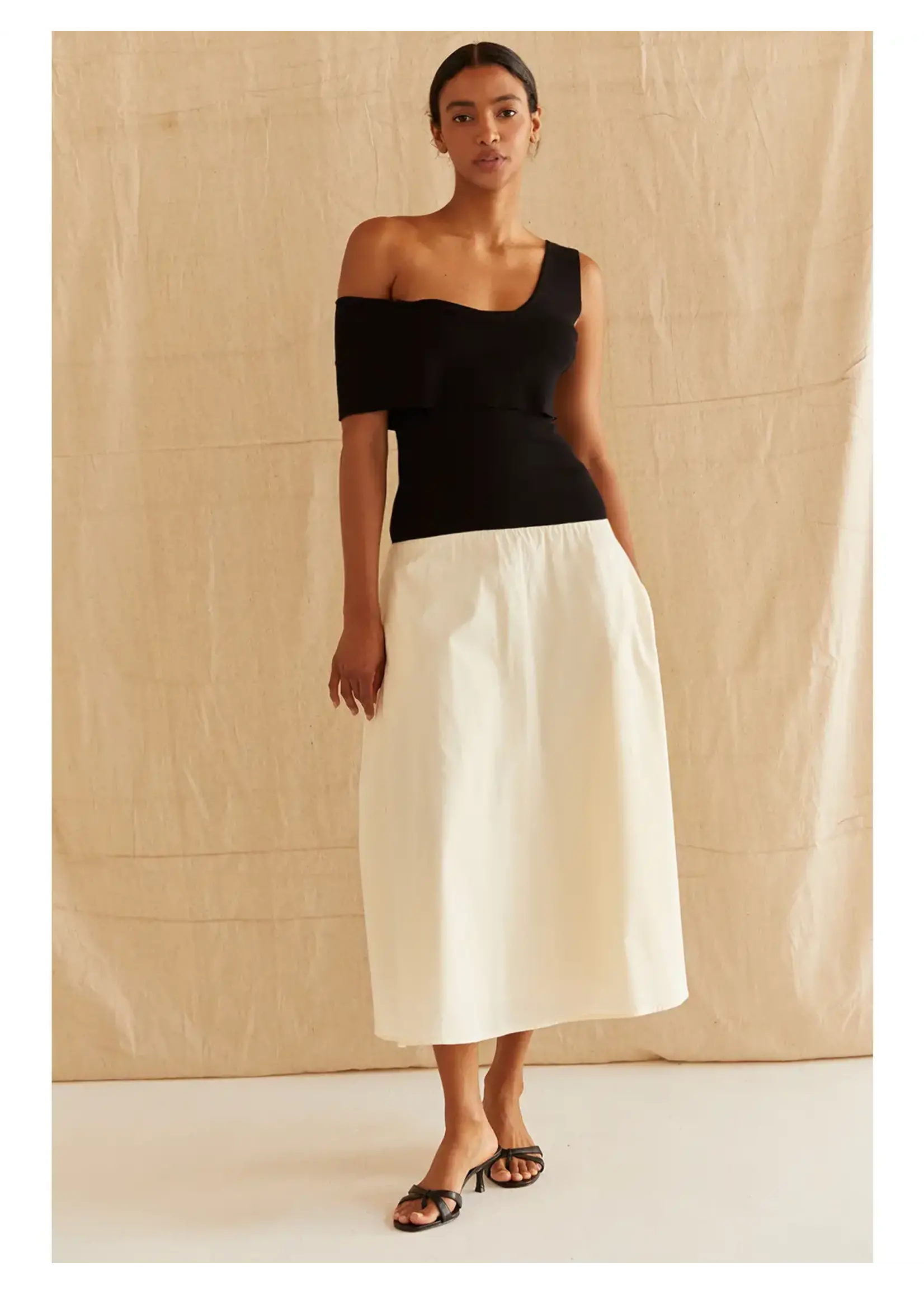 Crescent Samantha Contrast One Shoulder Midi Dress - CD9513