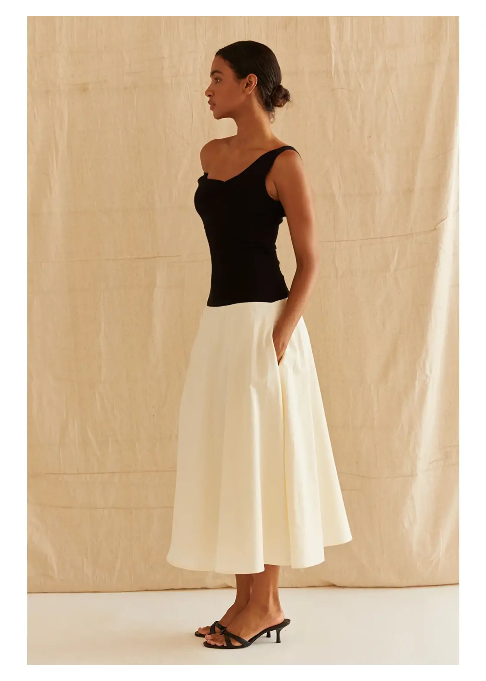 Crescent Samantha Contrast One Shoulder Midi Dress - CD9513