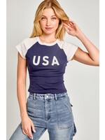 Le Lis Cap Sleeve "USA" Baby Tee - ST2152