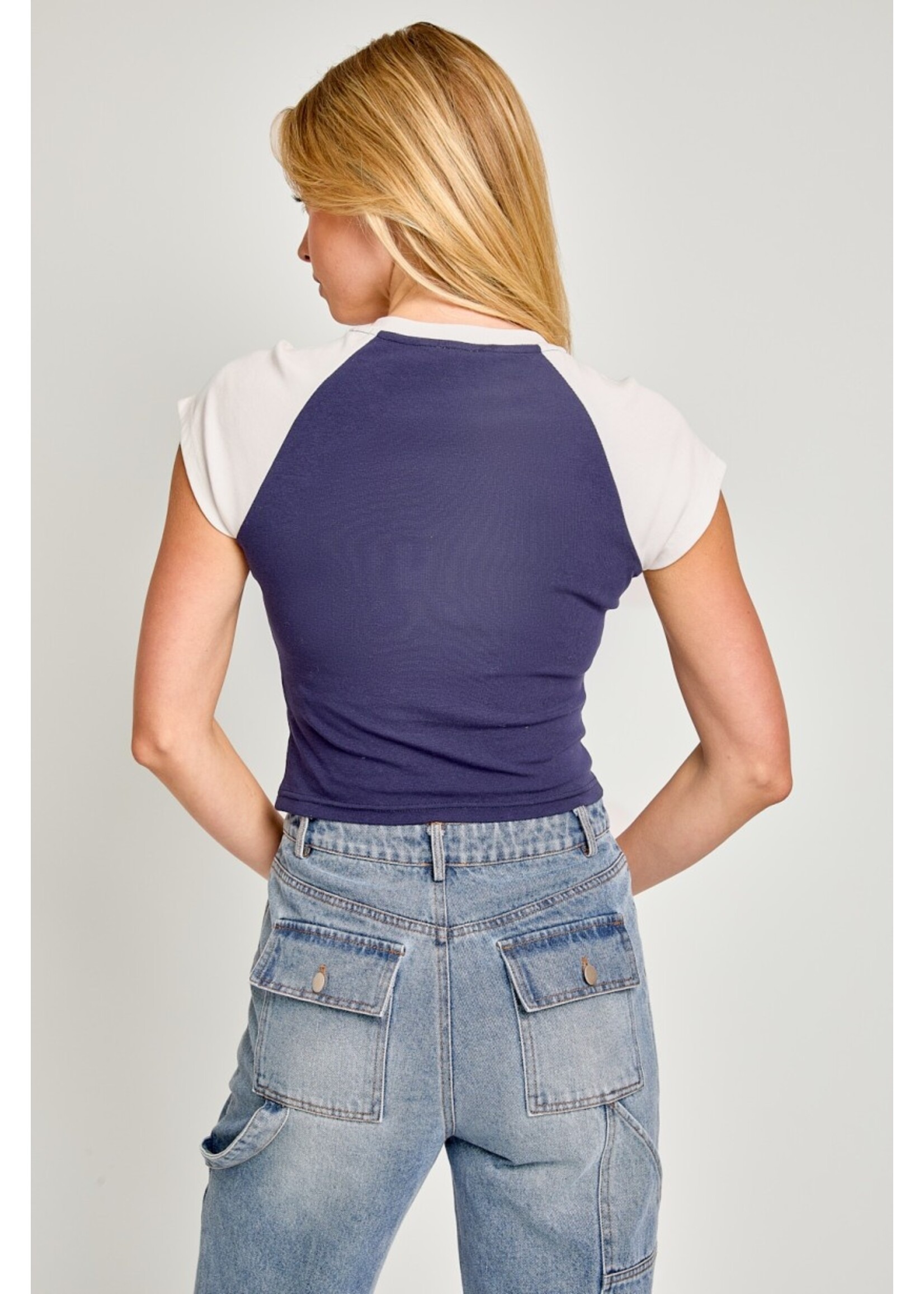 Le Lis Cap Sleeve "USA" Baby Tee - ST2152