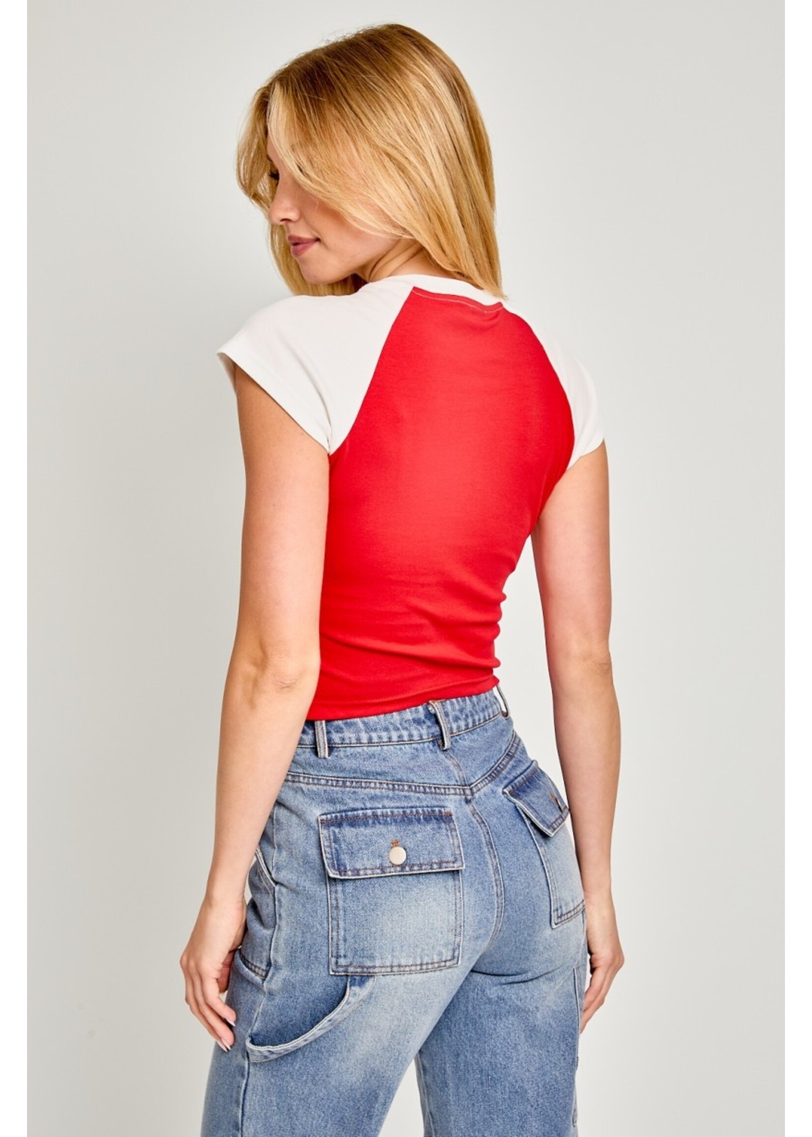 Le Lis Cap Sleeve "USA" Baby Tee - ST2152