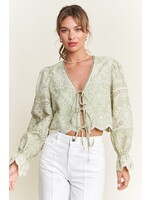 In the Beginning Front Bow Tie Long Sleeve Top - T10737Y