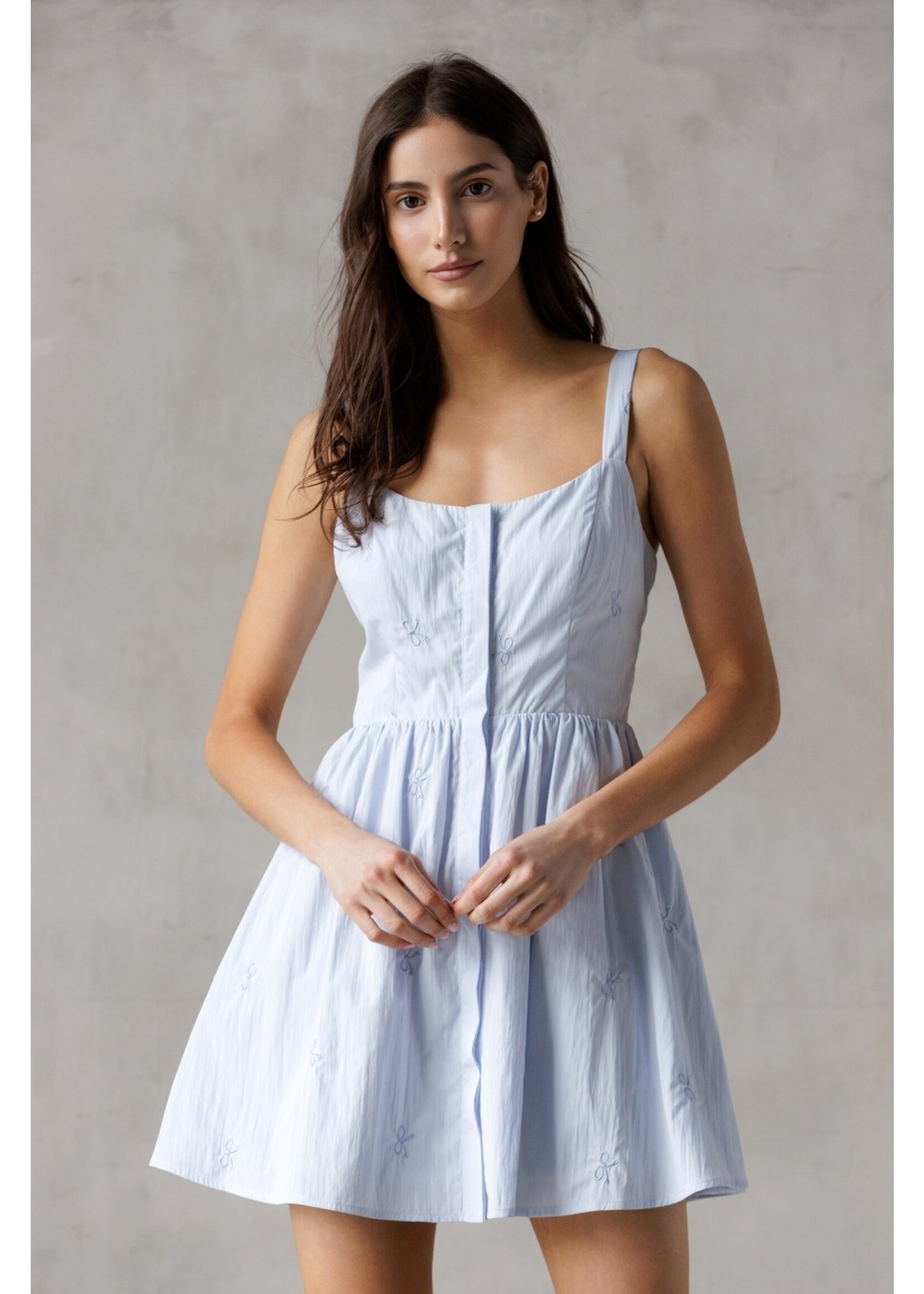 Storia Bow Embroidery Mini Dress - JD8161