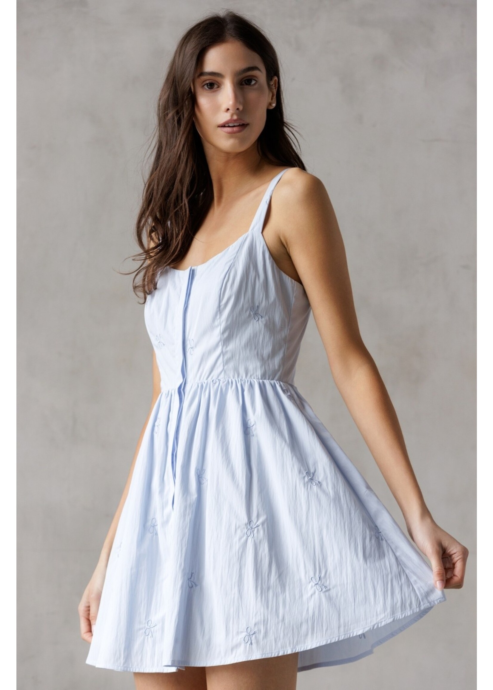 Storia Bow Embroidery Mini Dress - JD8161