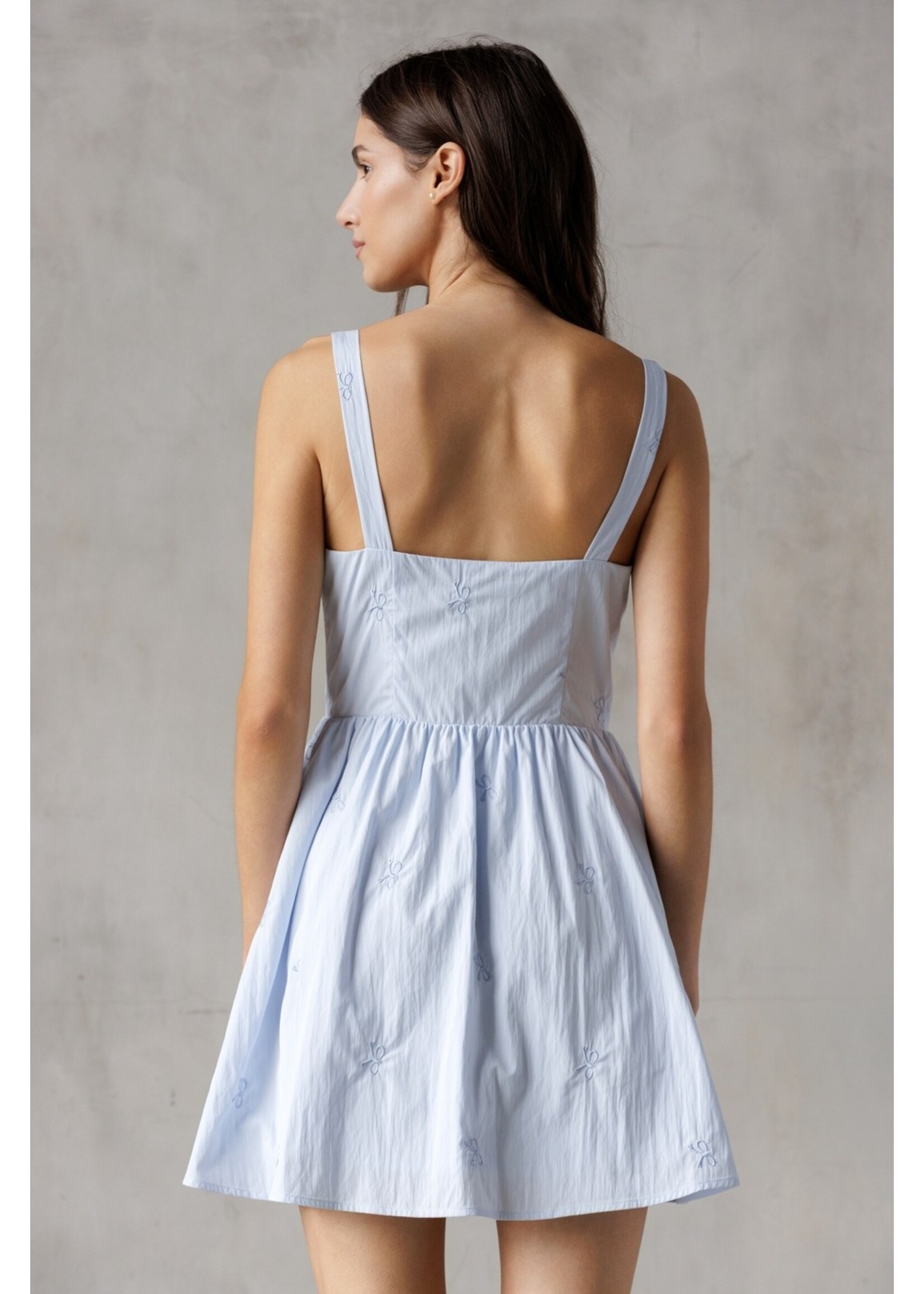 Storia Bow Embroidery Mini Dress - JD8161