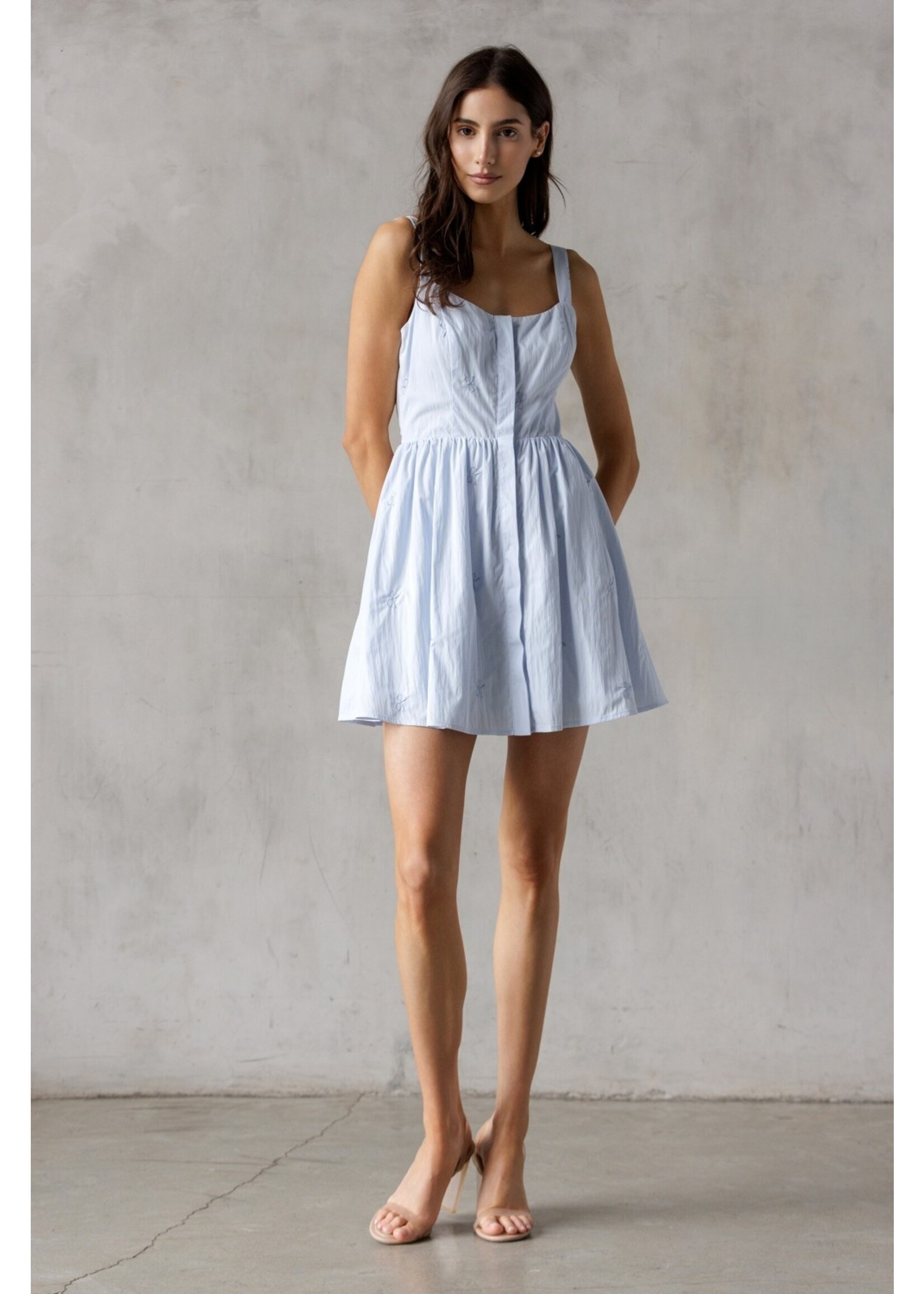 Storia Bow Embroidery Mini Dress - JD8161