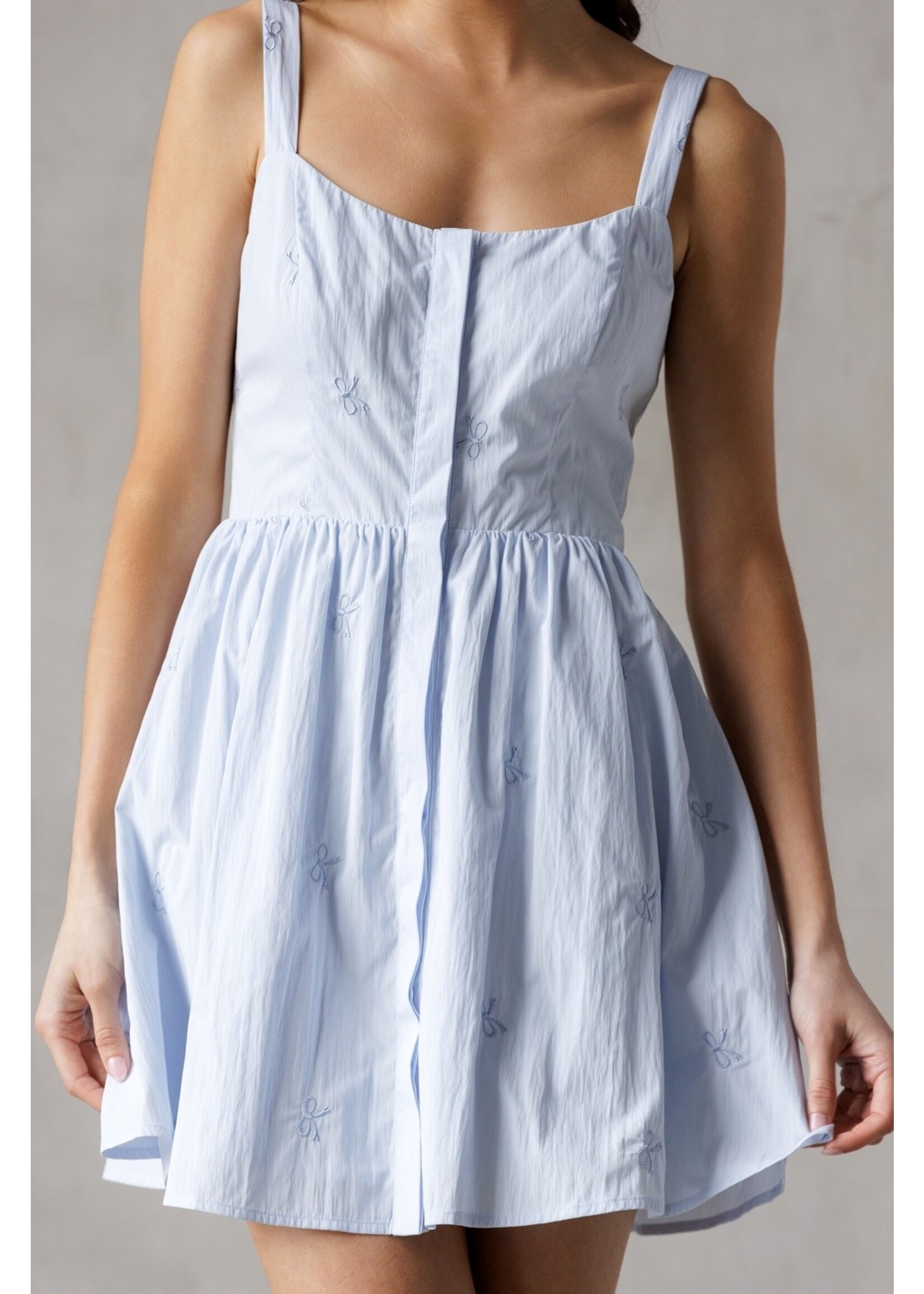 Storia Bow Embroidery Mini Dress - JD8161