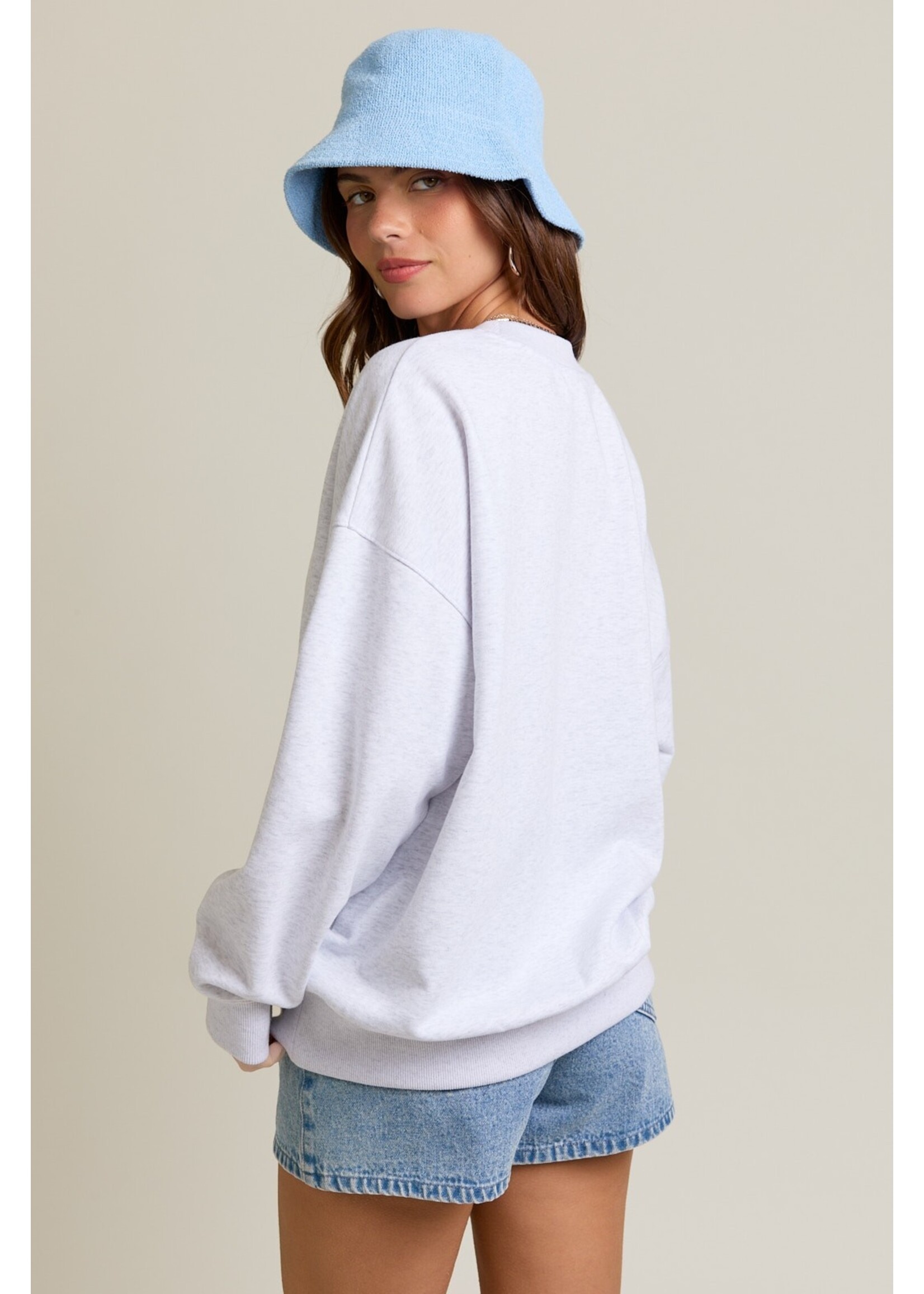 Le Lis "USA" Contrast Ditsy Graphic Oversized Sweatshirt - IT5408-1