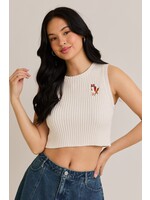 Le Lis Border Collie with Flag Embo Sleeveless Cropped Sweater - IWT5398