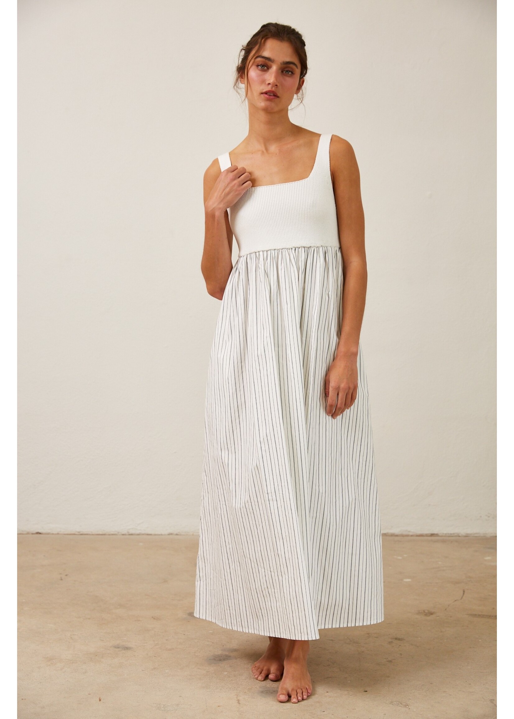 Creaman Ribbed Knit Bodice Maxi - HD2329