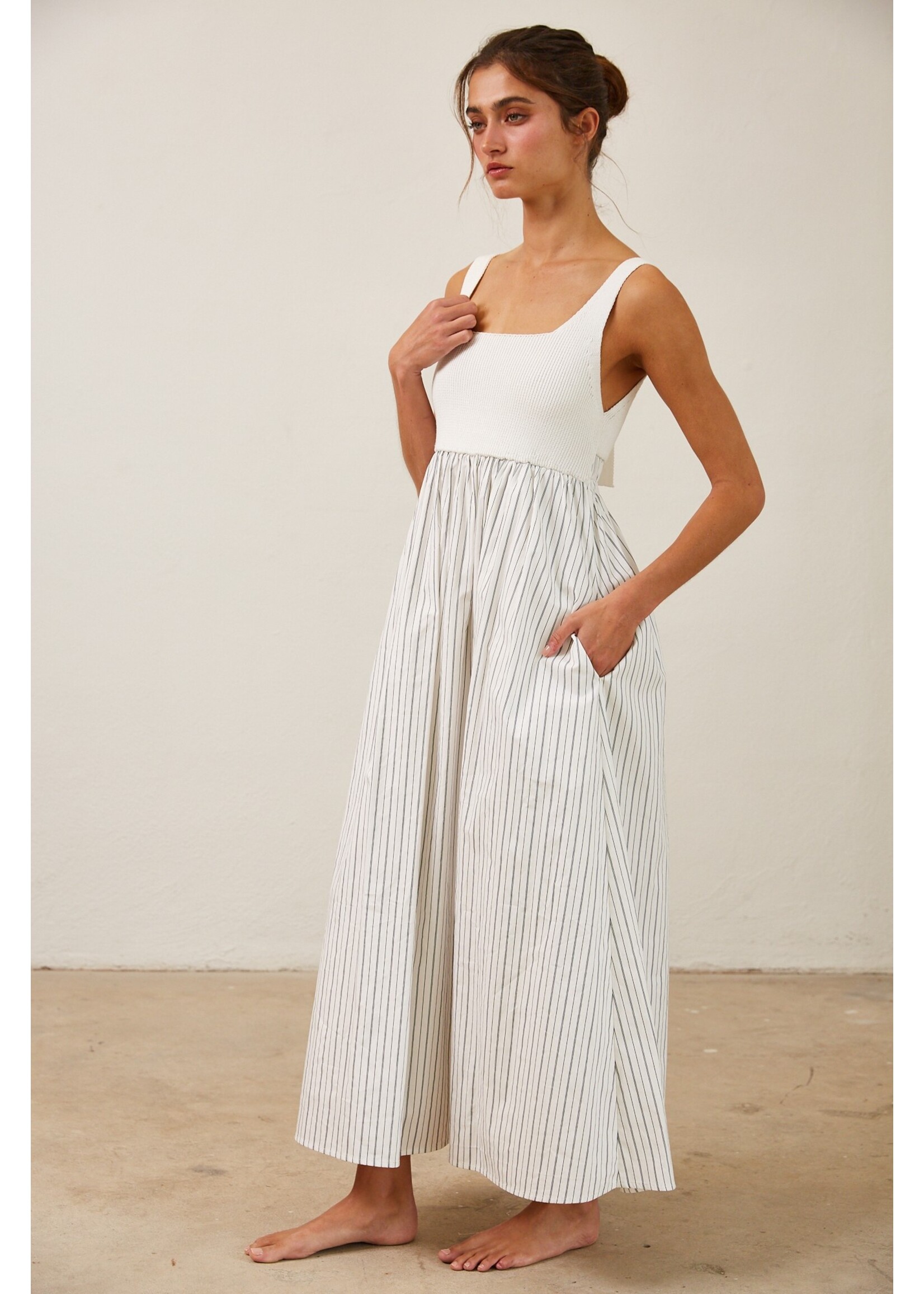 Creaman Ribbed Knit Bodice Maxi - HD2329