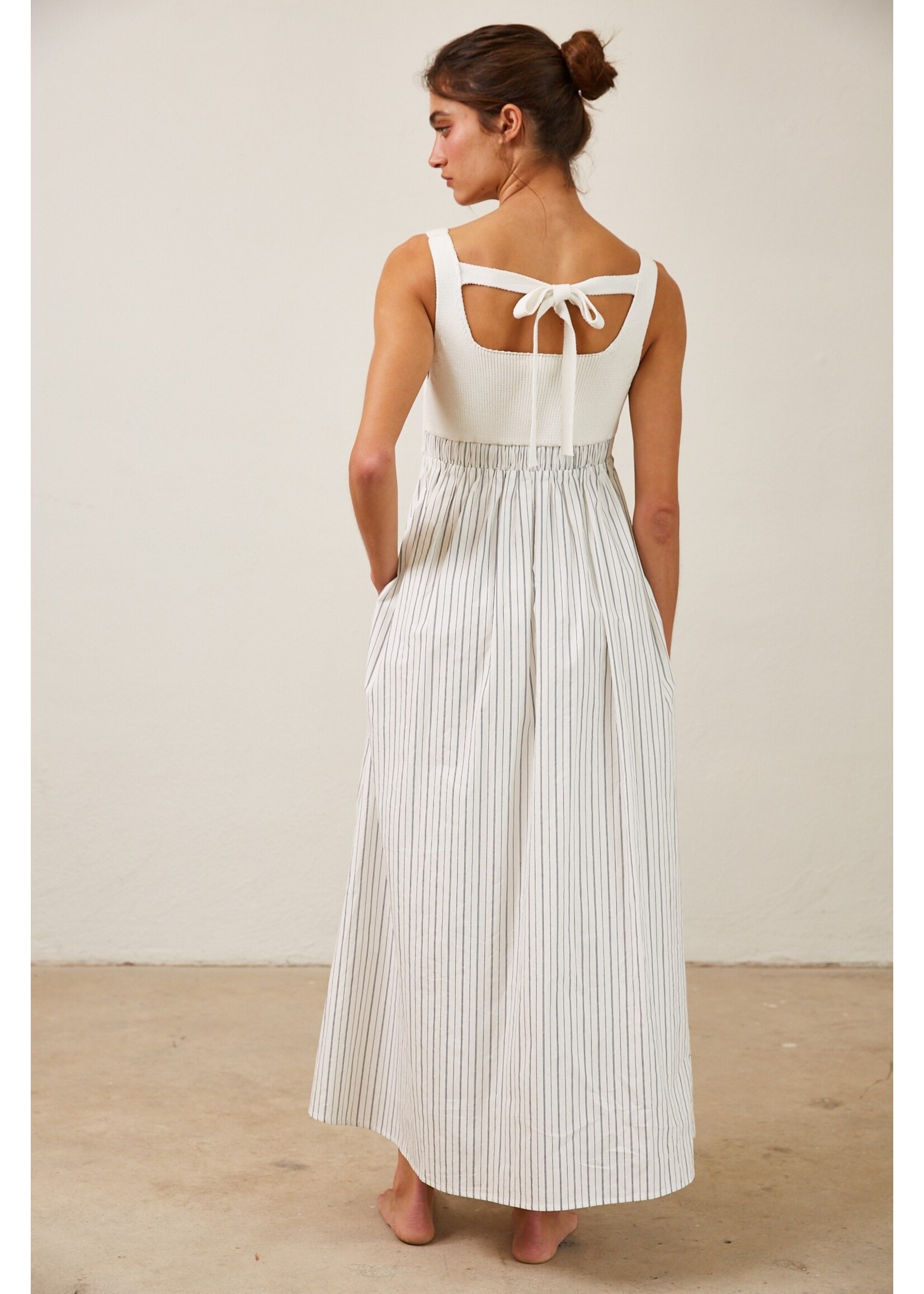 Creaman Ribbed Knit Bodice Maxi - HD2329