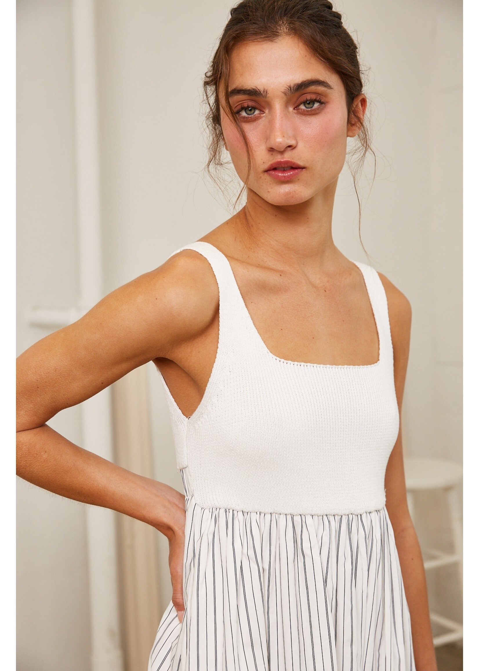 Creaman Ribbed Knit Bodice Maxi - HD2329