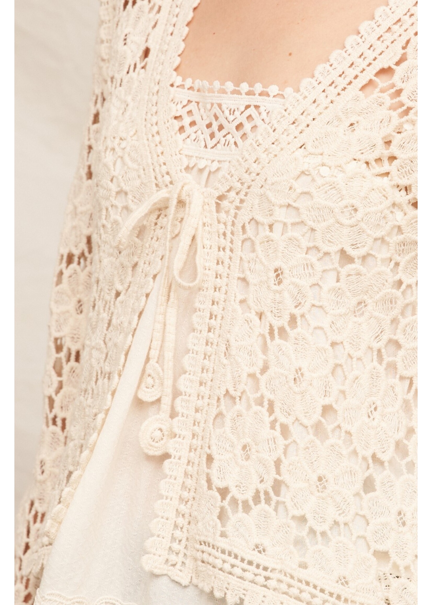 En Creme Knitted Crochet Cardigan - ENBK3930BW