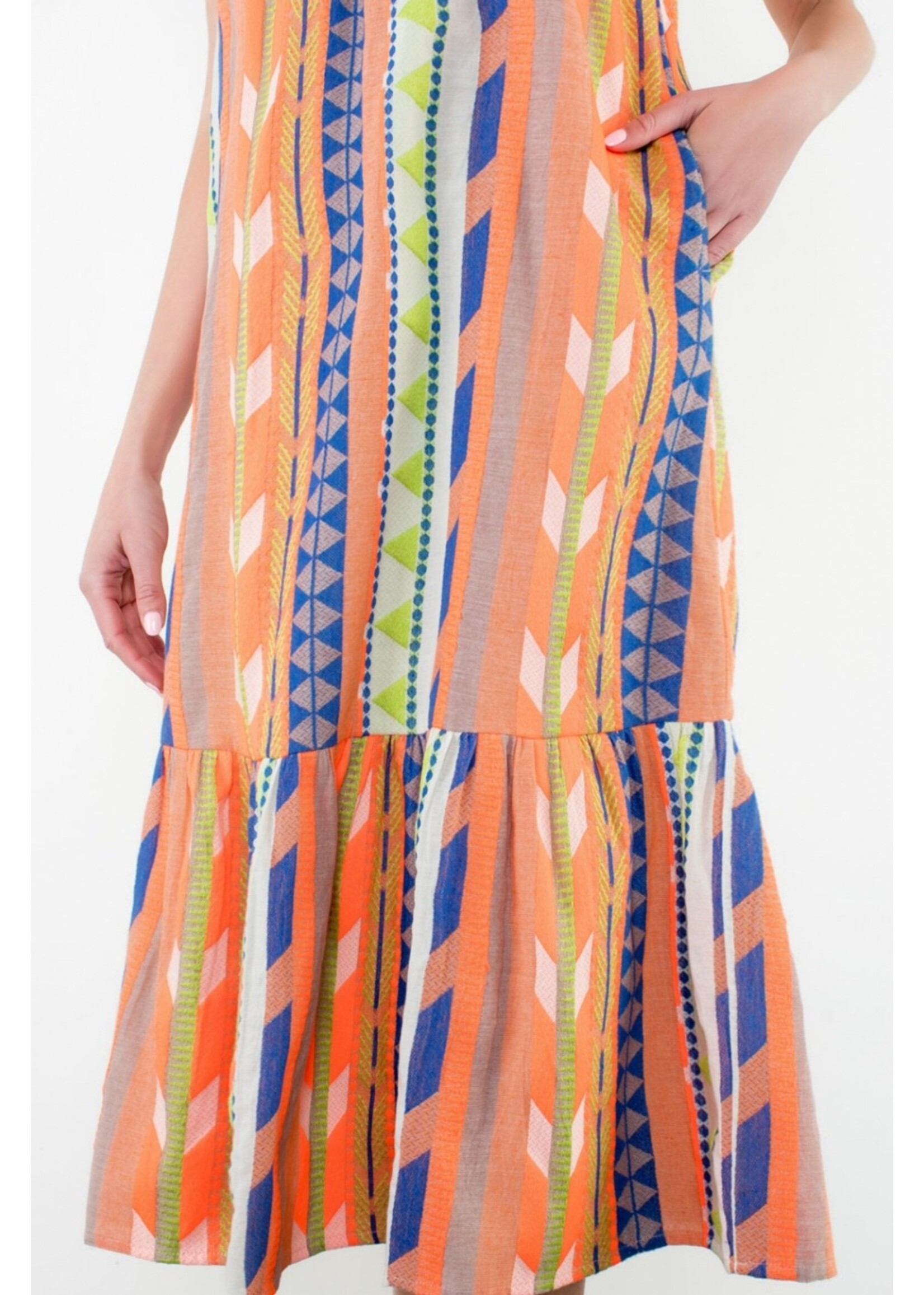 THML Tie Strap Pattern Dress - SRT1831-1