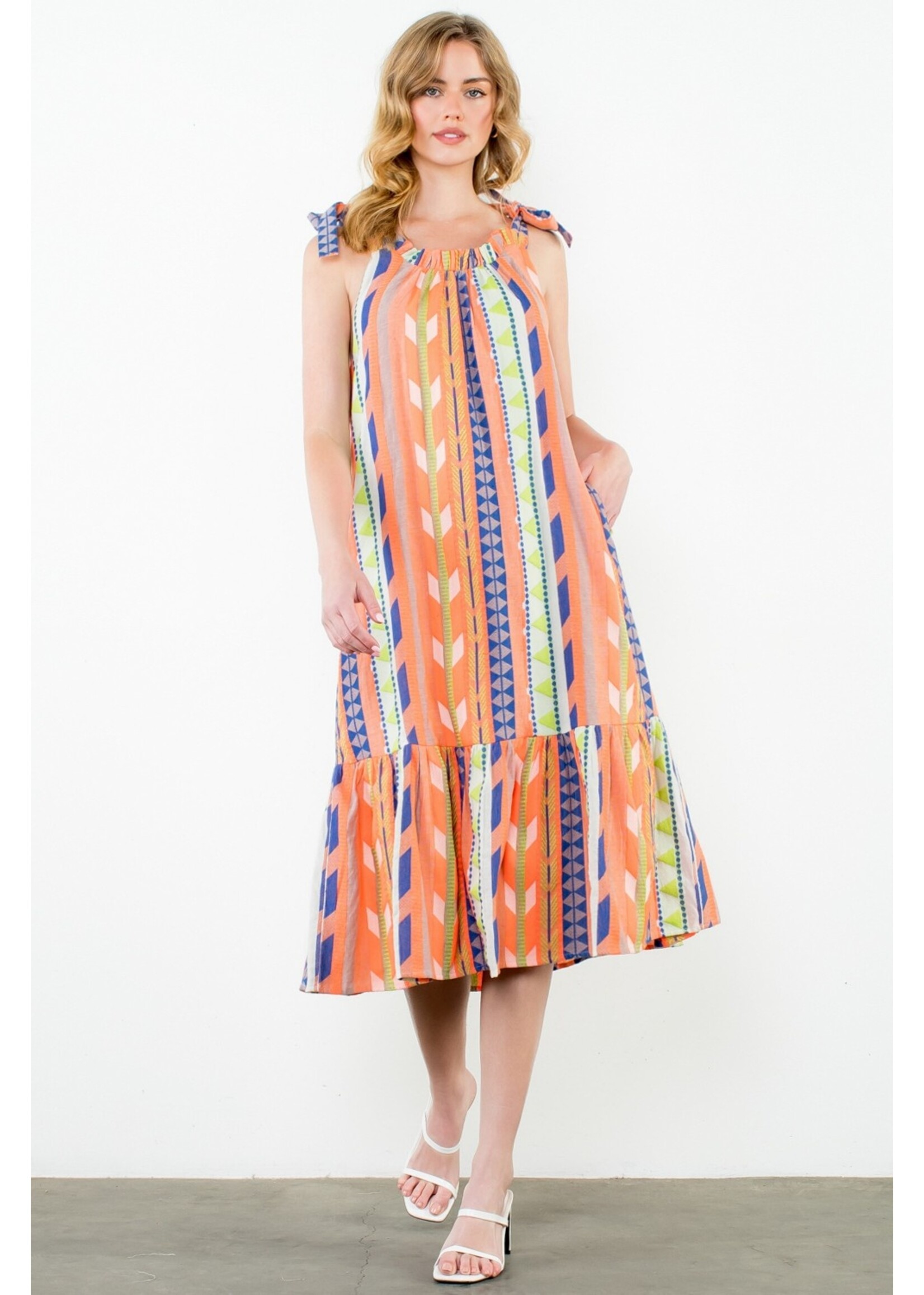 THML Tie Strap Pattern Dress - SRT1831-1