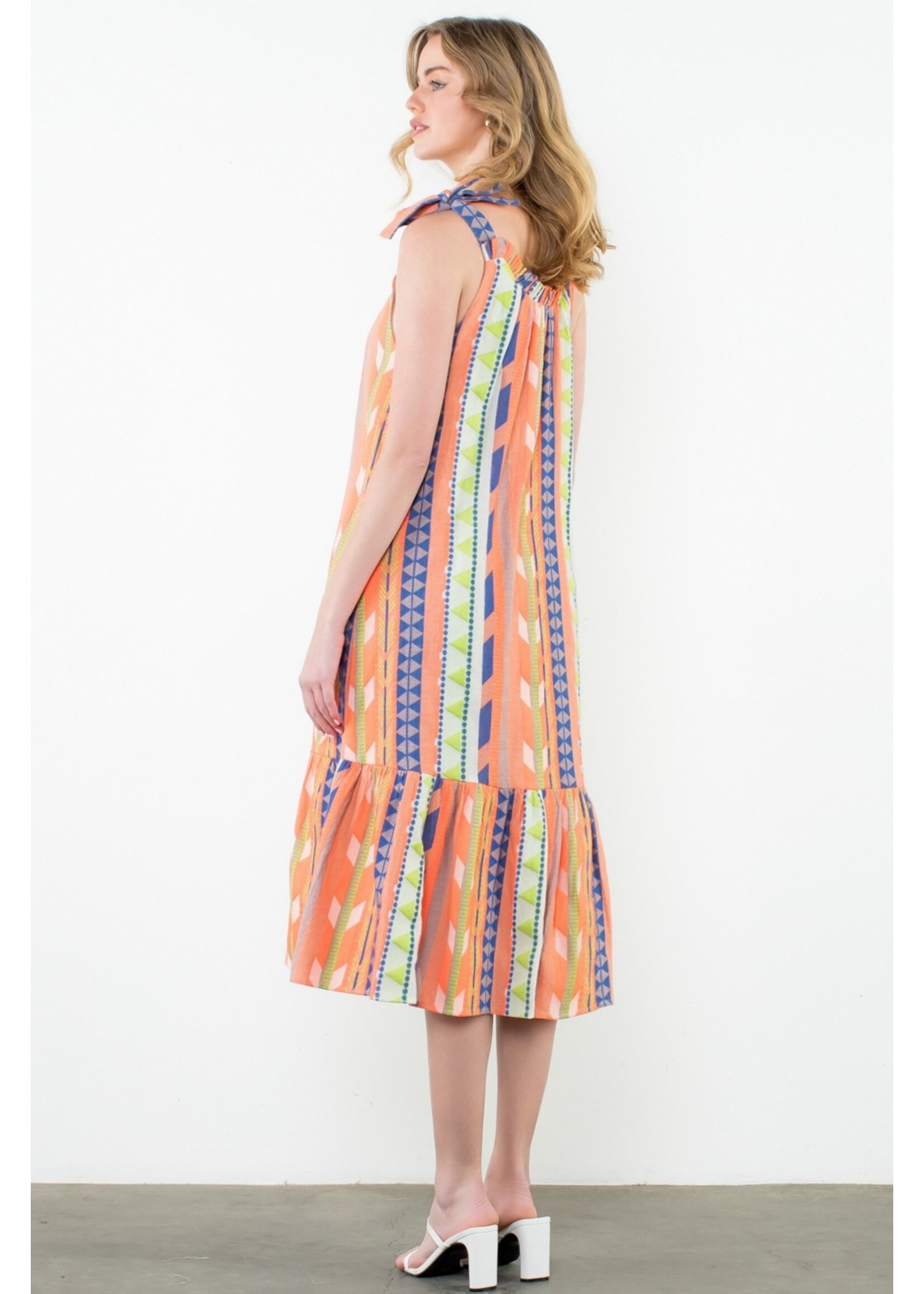 THML Tie Strap Pattern Dress - SRT1831-1