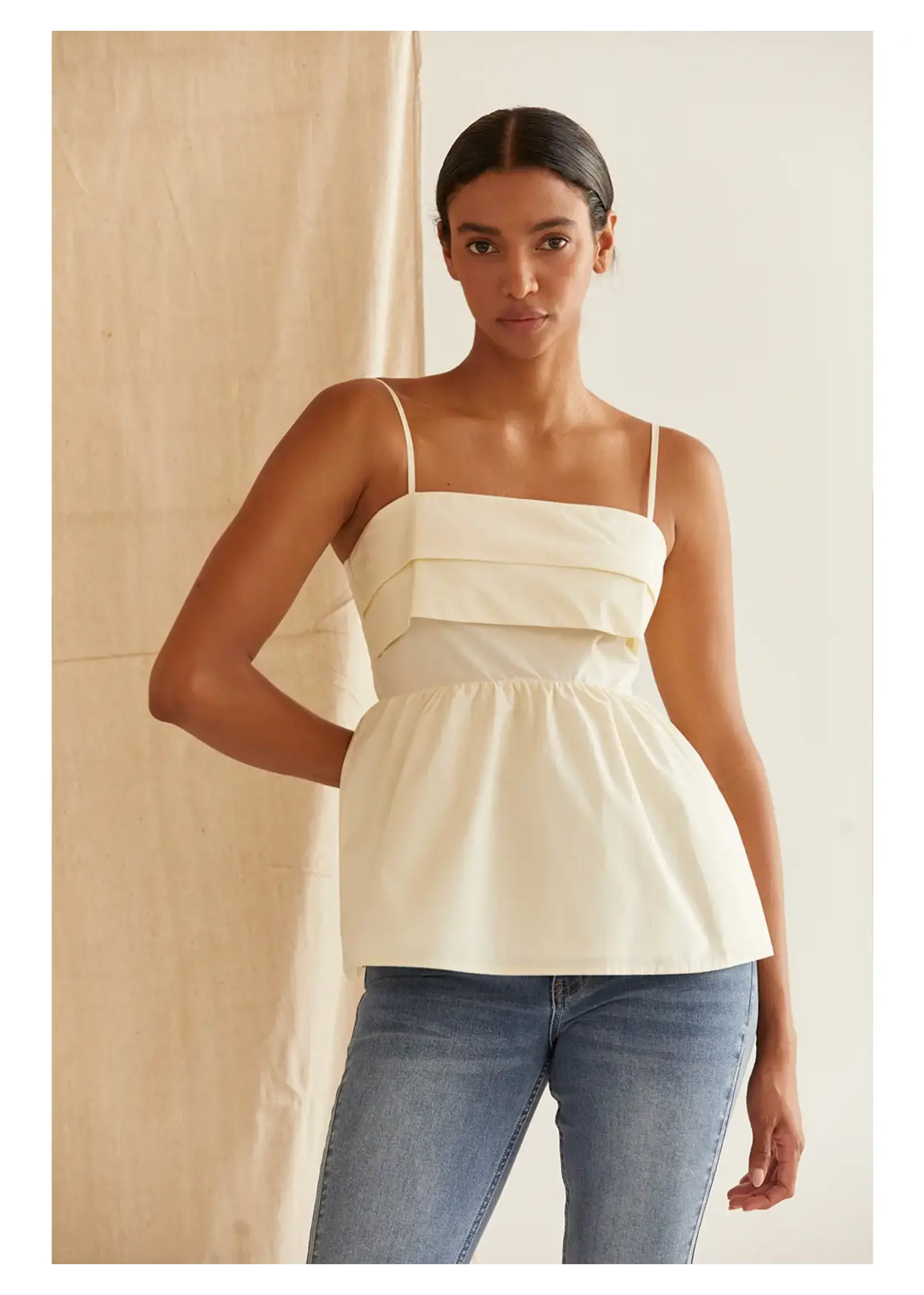 Crescent Mindy Pleated Baby Doll Camisole Top - CT9514
