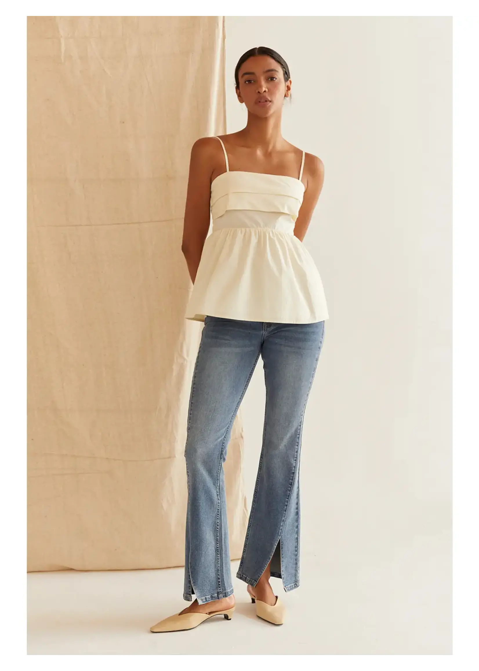 Crescent Mindy Pleated Baby Doll Camisole Top - CT9514