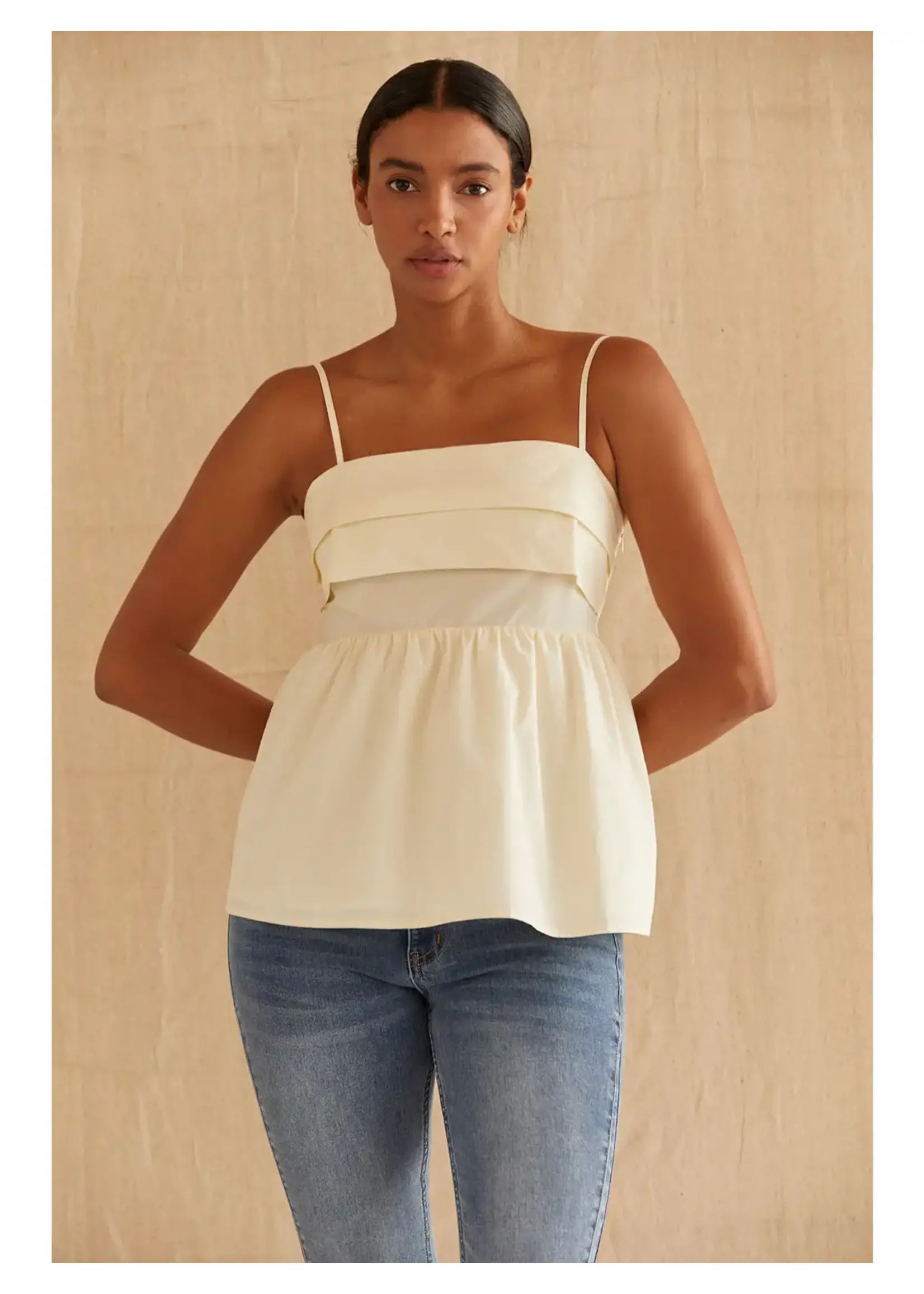 Crescent Mindy Pleated Baby Doll Camisole Top - CT9514