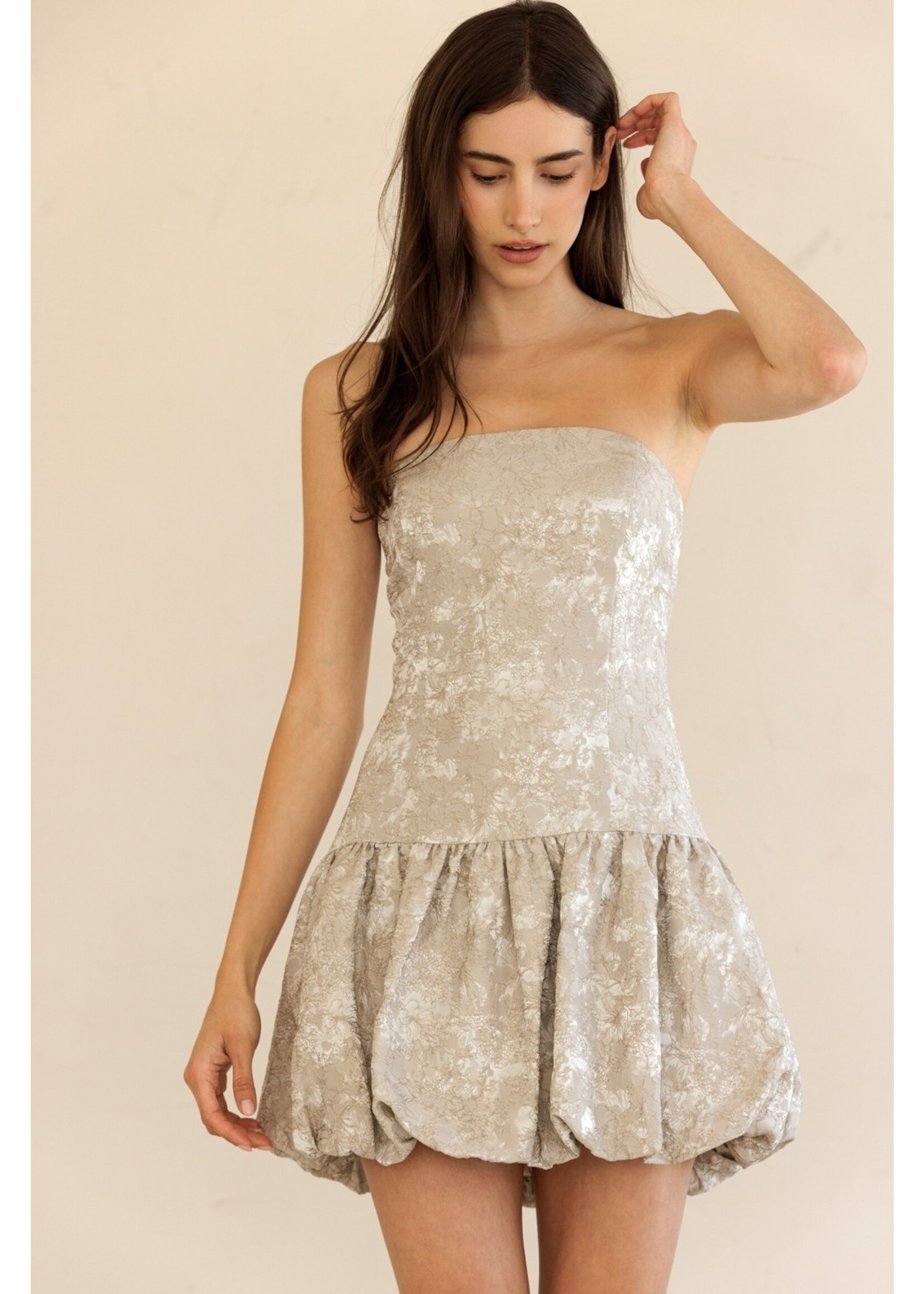 Storia Strapless Floral Bubble Mini Dress - JD9159